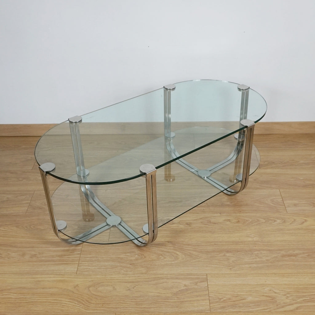 Mid-Century Italian Glass and Chrome Coffee Table - Markies Antiques 