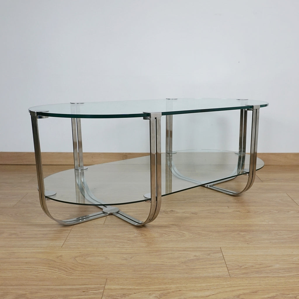 Mid-Century Italian Glass and Chrome Coffee Table - Markies Antiques 