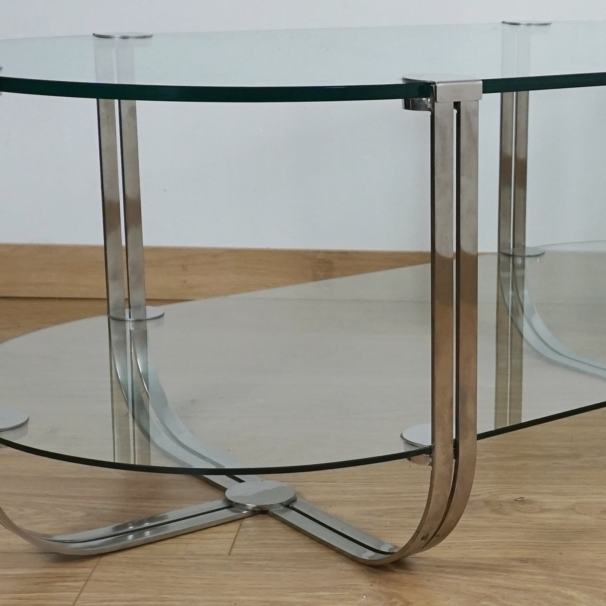 Mid-Century Italian Glass and Chrome Coffee Table - Markies Antiques 