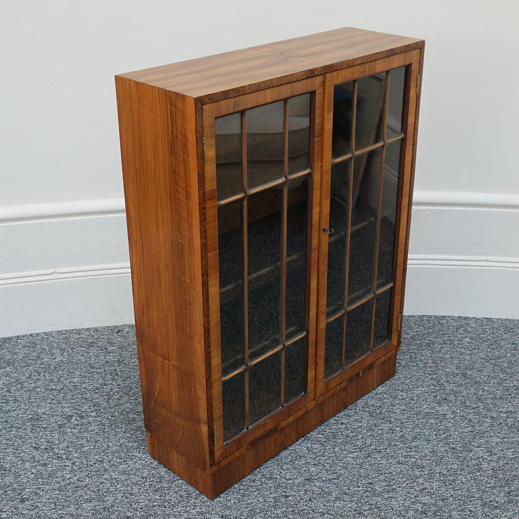 Art Deco Walnut and Glass Fronted Bookcase - Jeroen Markies Art Deco