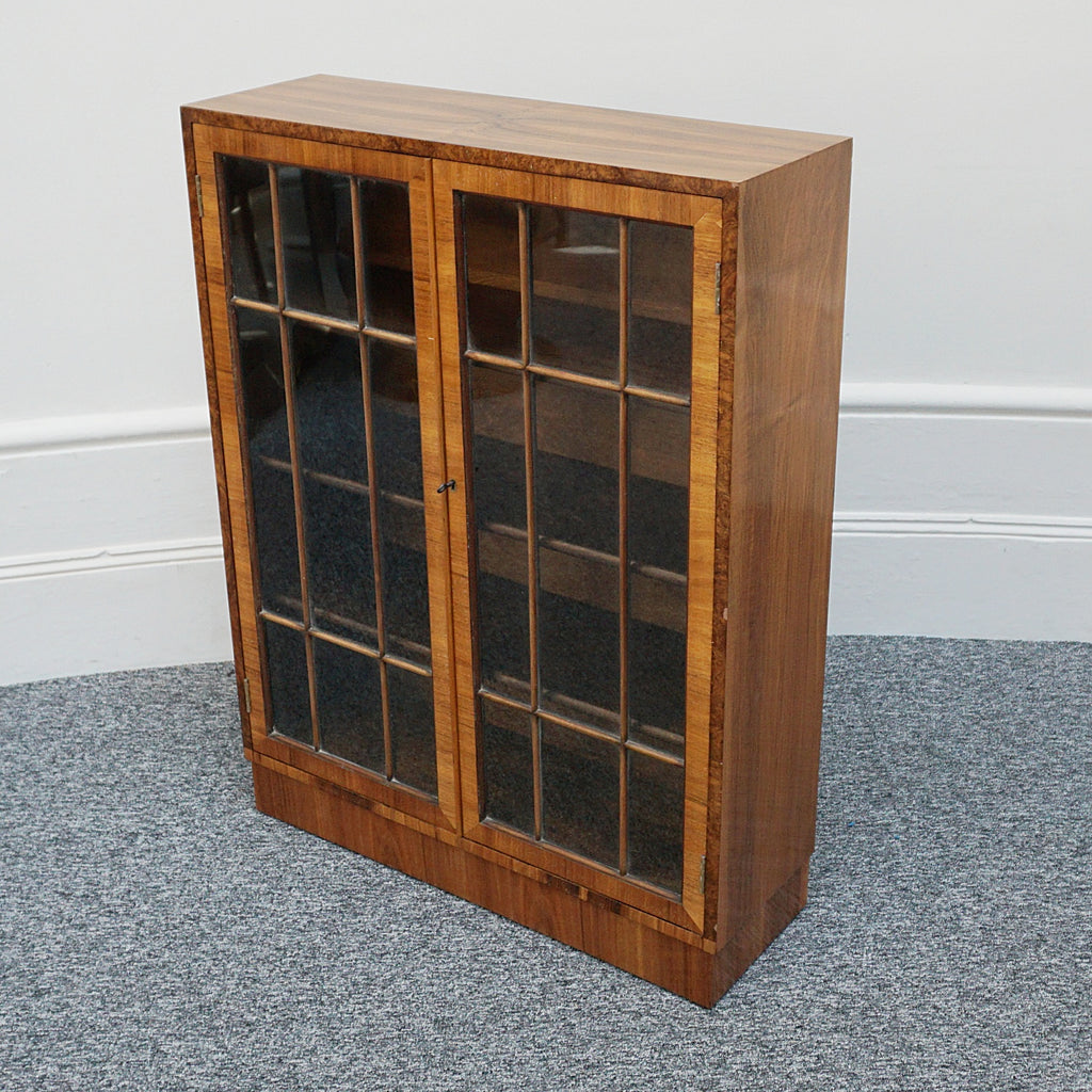 Art Deco Walnut and Glass Fronted Bookcase - Jeroen Markies Art Deco