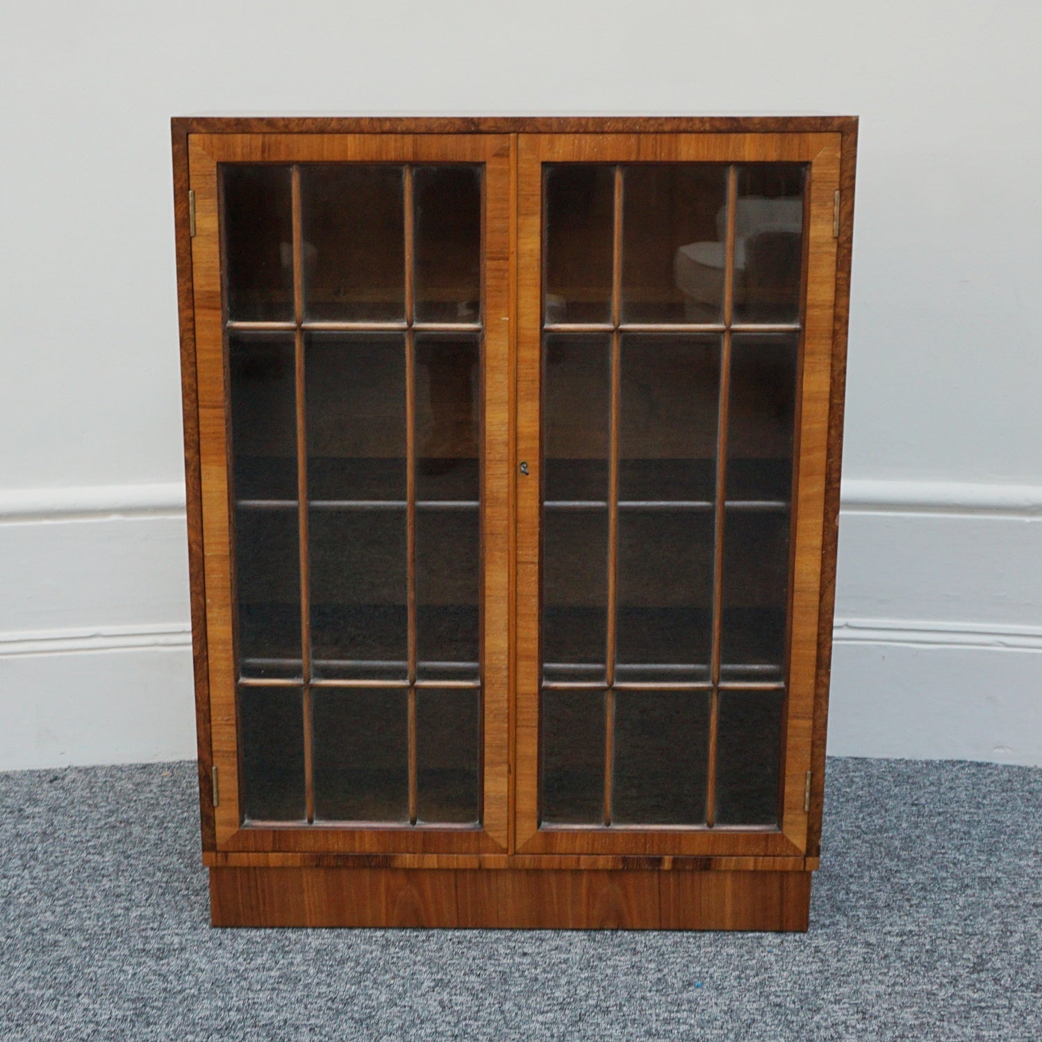 Art Deco Walnut and Glass Fronted Bookcase - Jeroen Markies Art Deco