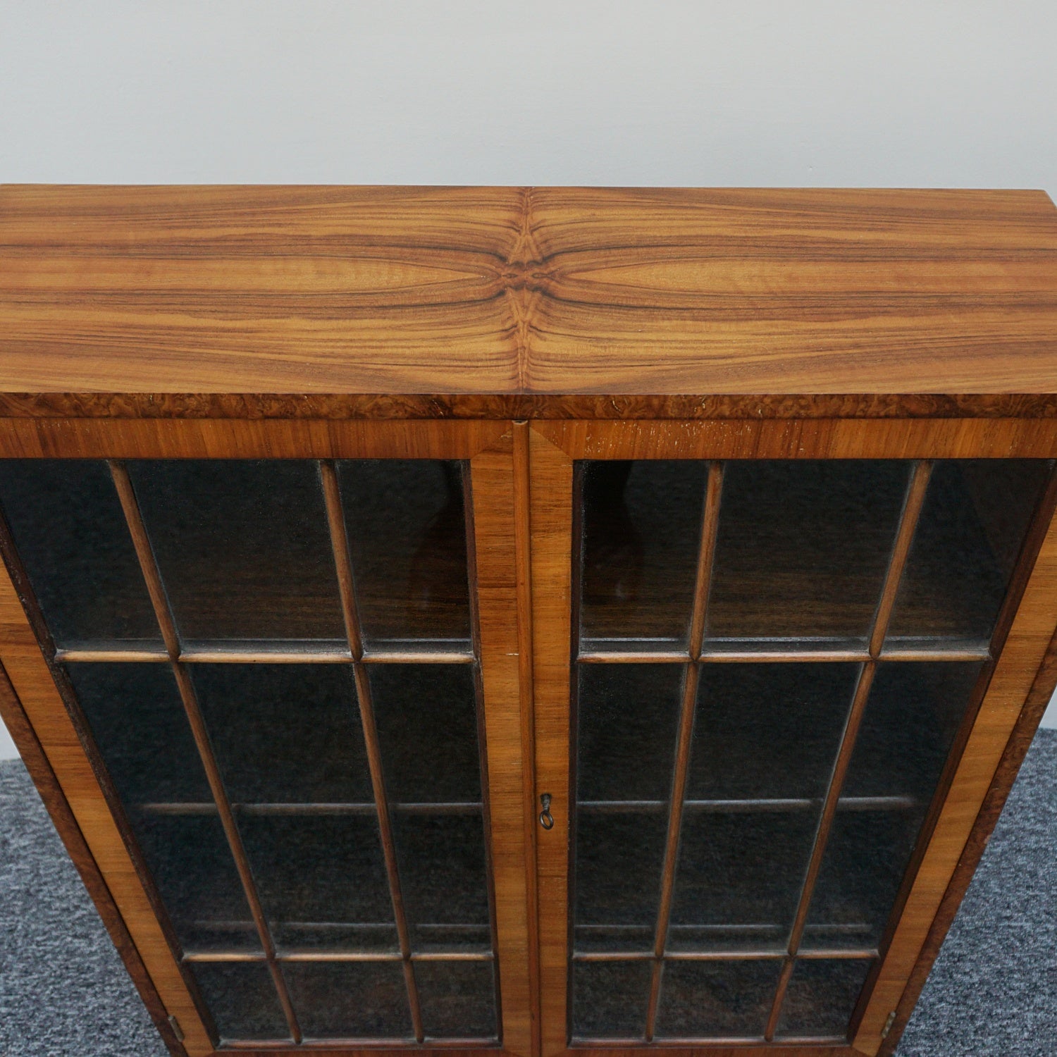 Art Deco Walnut and Glass Fronted Bookcase - Jeroen Markies Art Deco