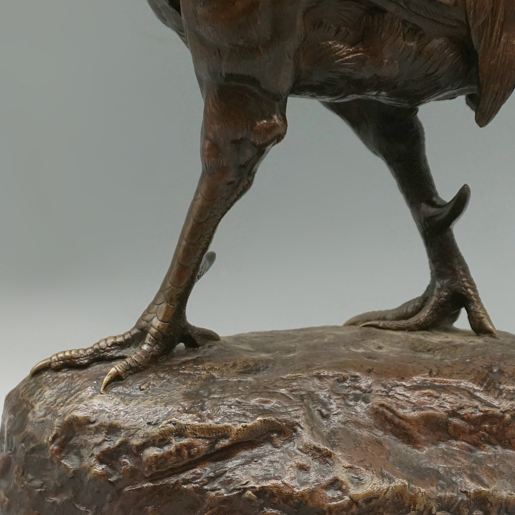 Strutting Bronze Cockerel by Barye Late 19th Century Bronze 
