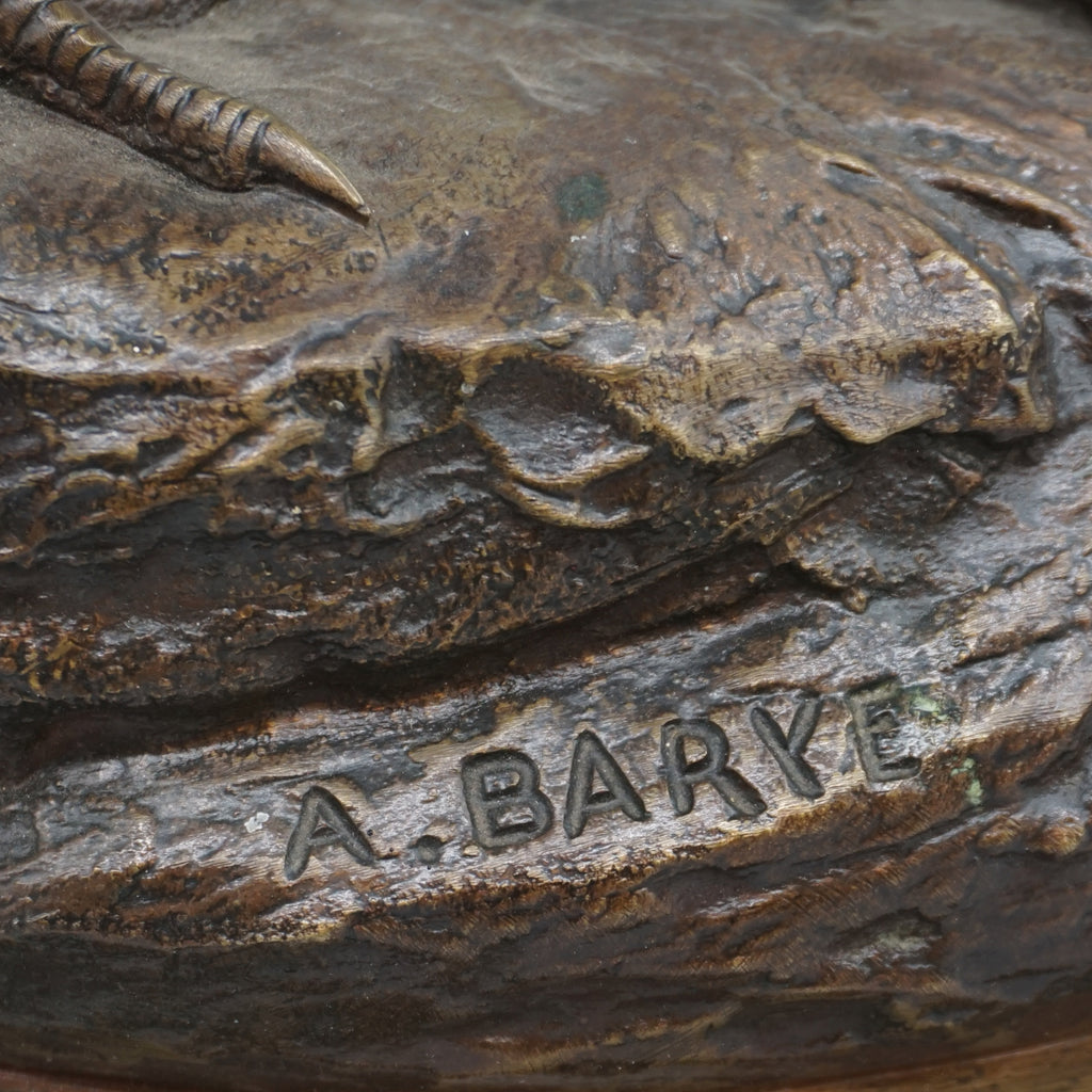Strutting Bronze Cockerel by Barye Late 19th Century Bronze 