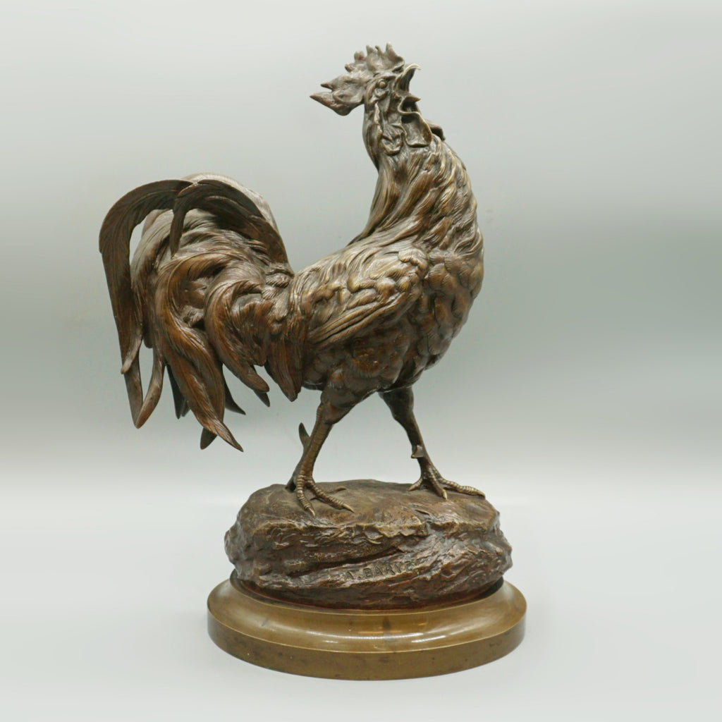 Strutting Bronze Cockerel by Alfred Barye