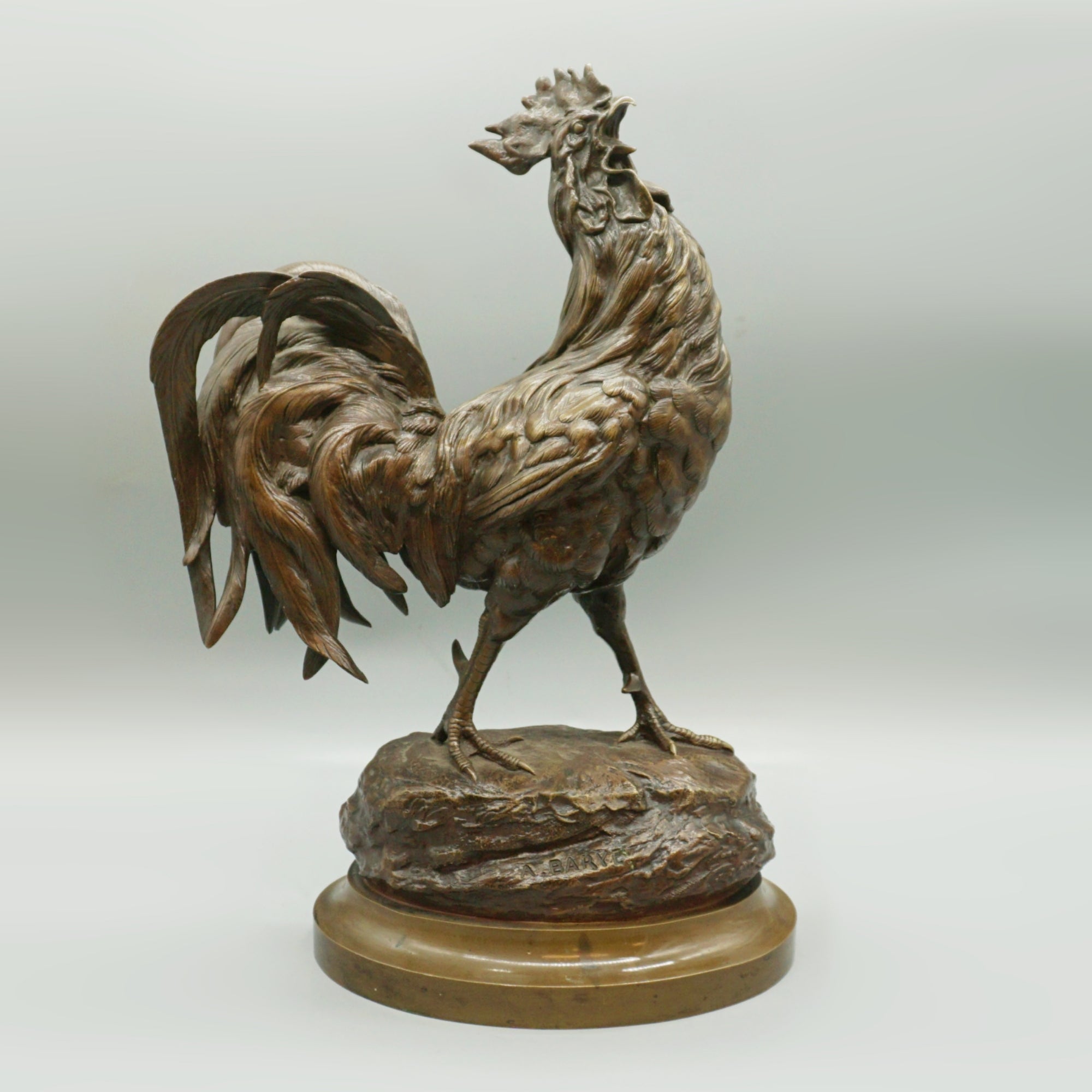 Strutting Bronze Cockerel by Alfred Barye