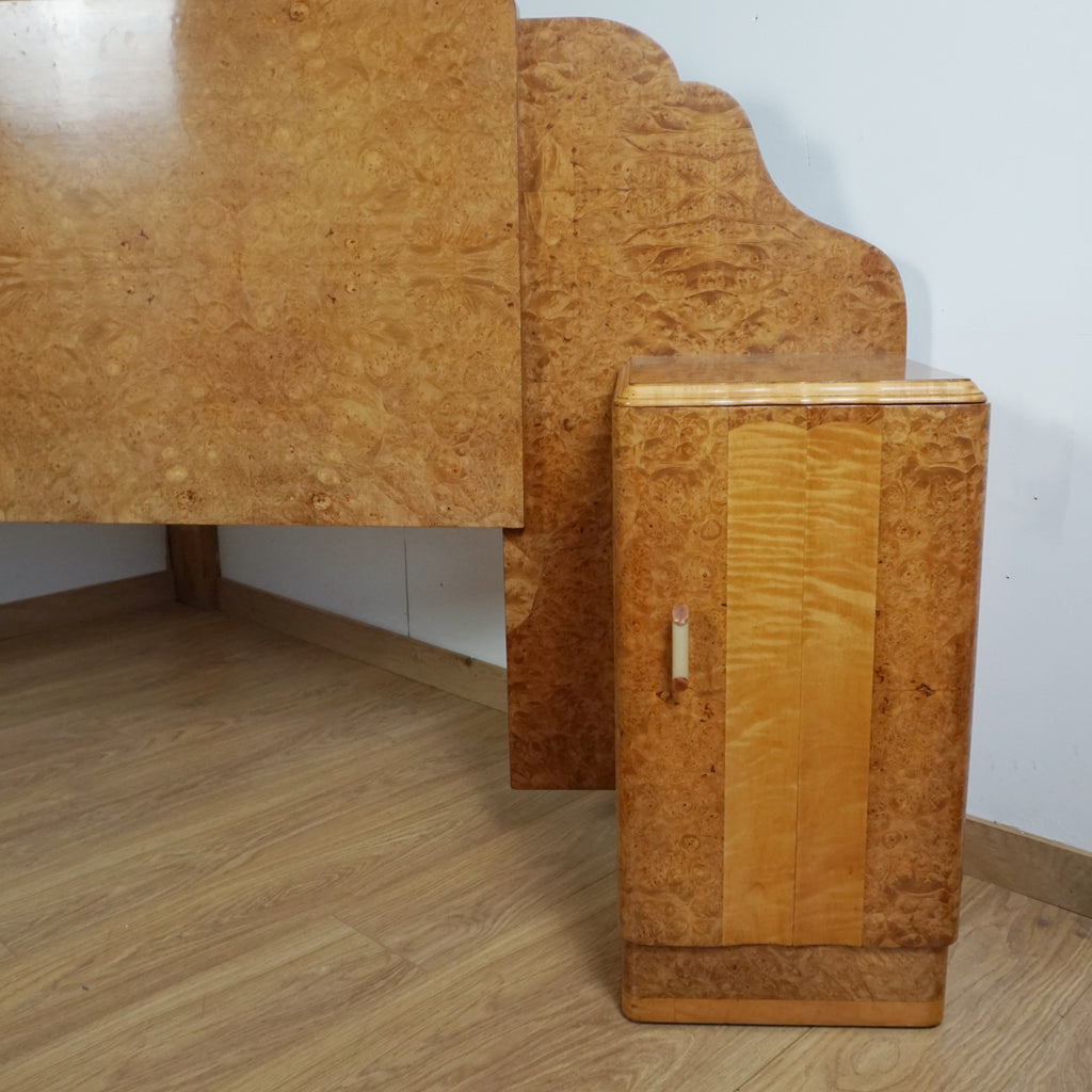 Original Art Deco Bed Burr Walnut - Markies Antiques Ltd