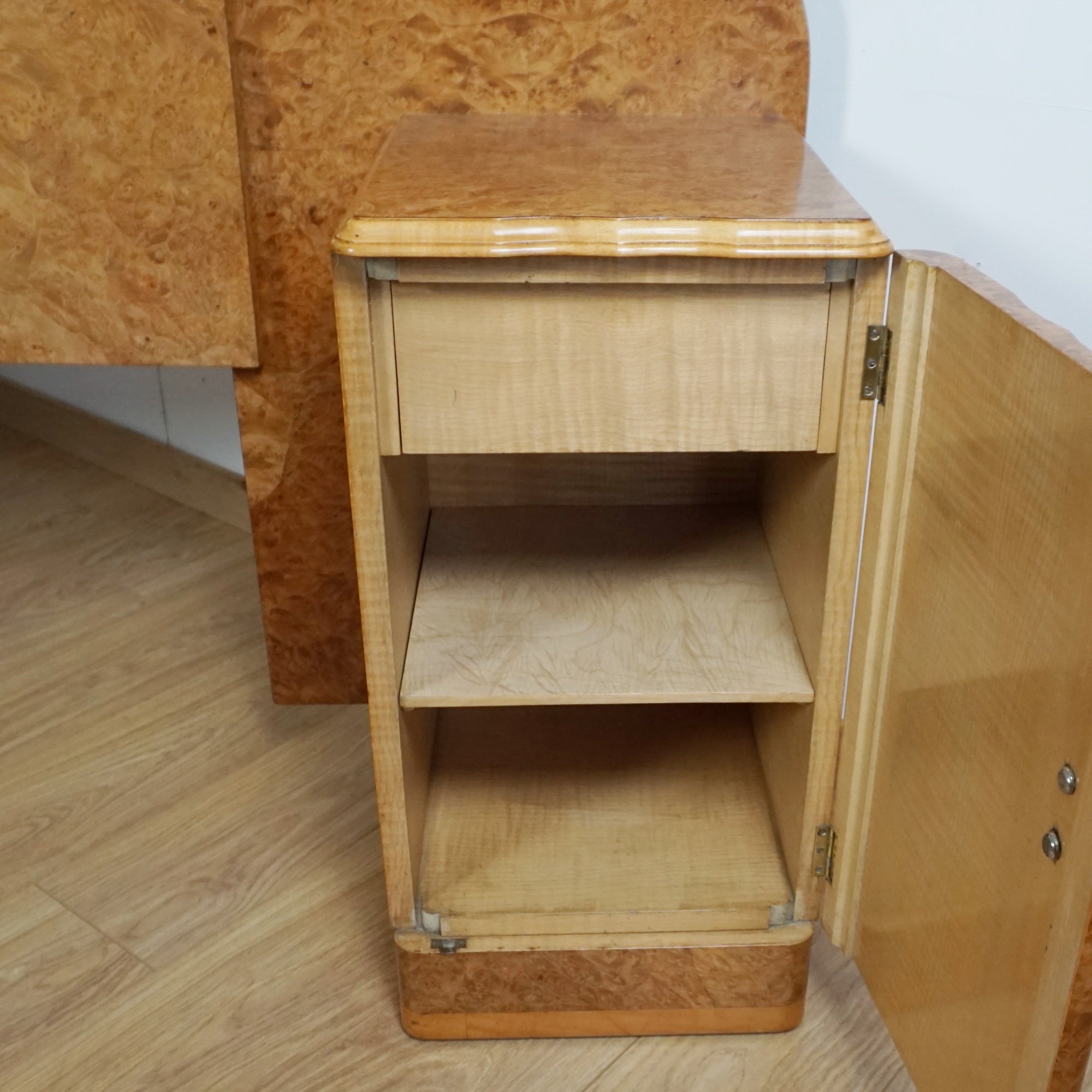 Original Art Deco Bed Burr Walnut - Markies Antiques Ltd