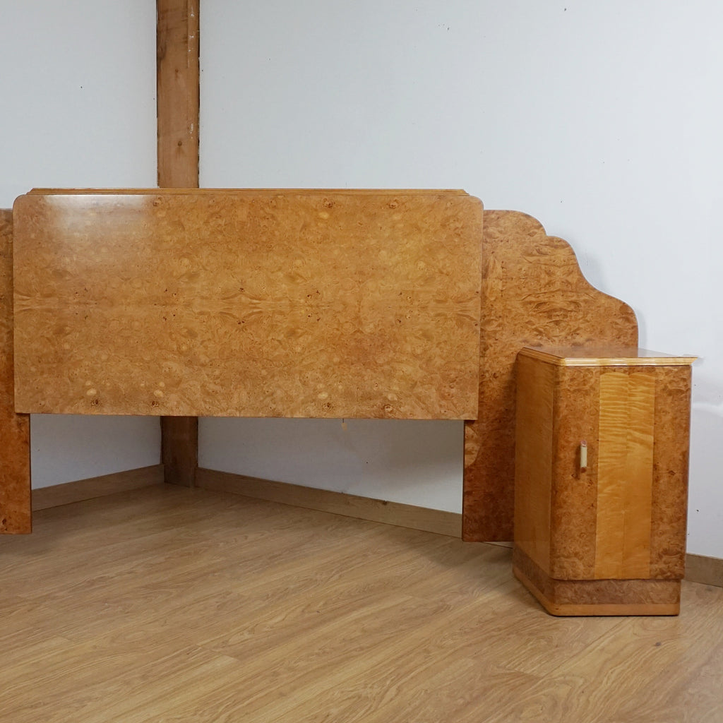 Original Art Deco Bed Burr Walnut - Markies Antiques Ltd