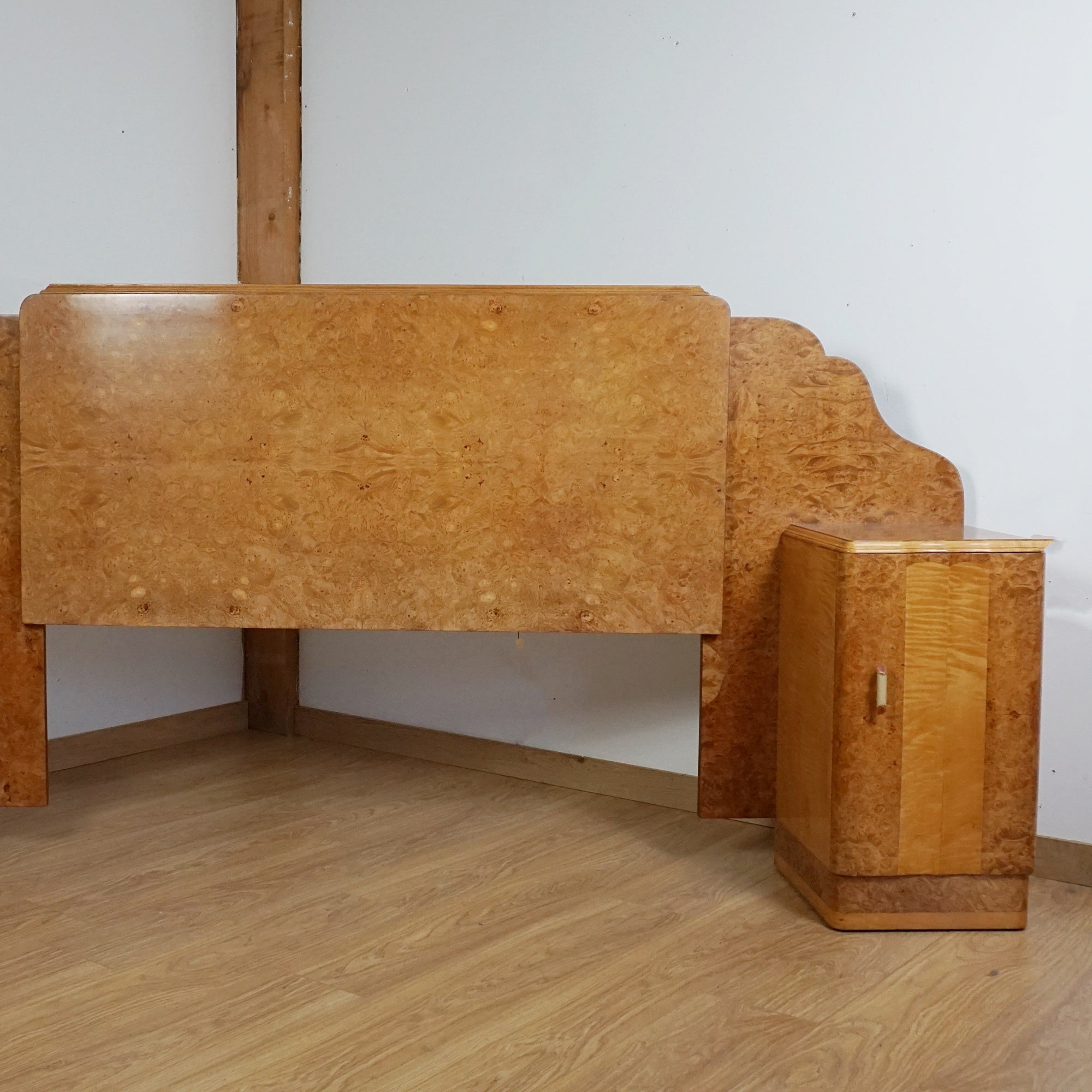 Original Art Deco Bed Burr Walnut - Markies Antiques Ltd