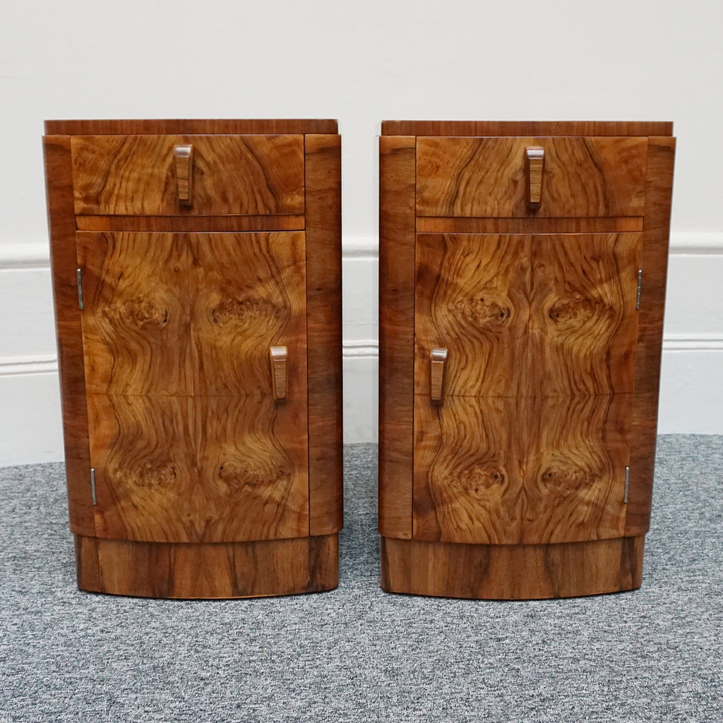 Pair of Art Deco solid walnut bedside cabinets. 1930's furniture, bedroom furniture - Jeroen Markies Art Deco