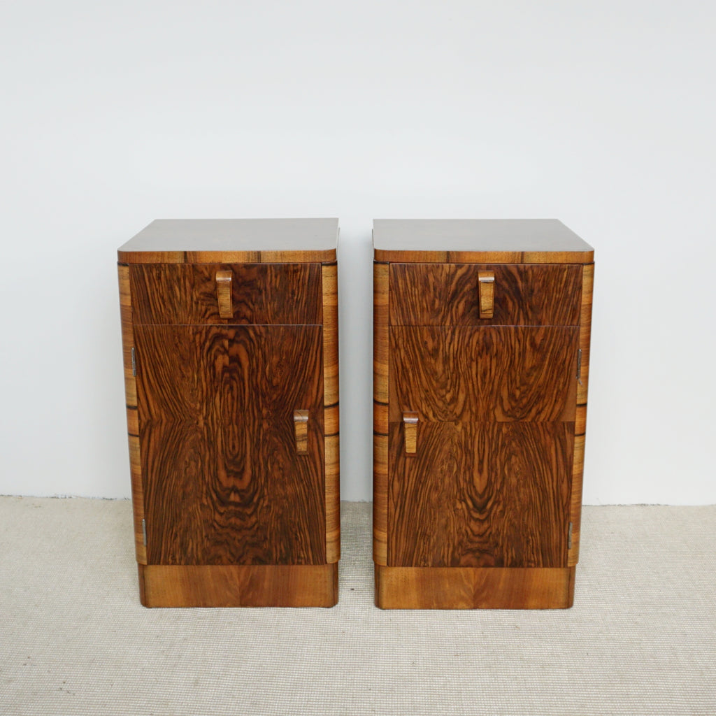 Pair of Art Deco Figured Walnut Bedside Cabinets. 1930's bedroom furniture - Jeroen Markies Art Deco