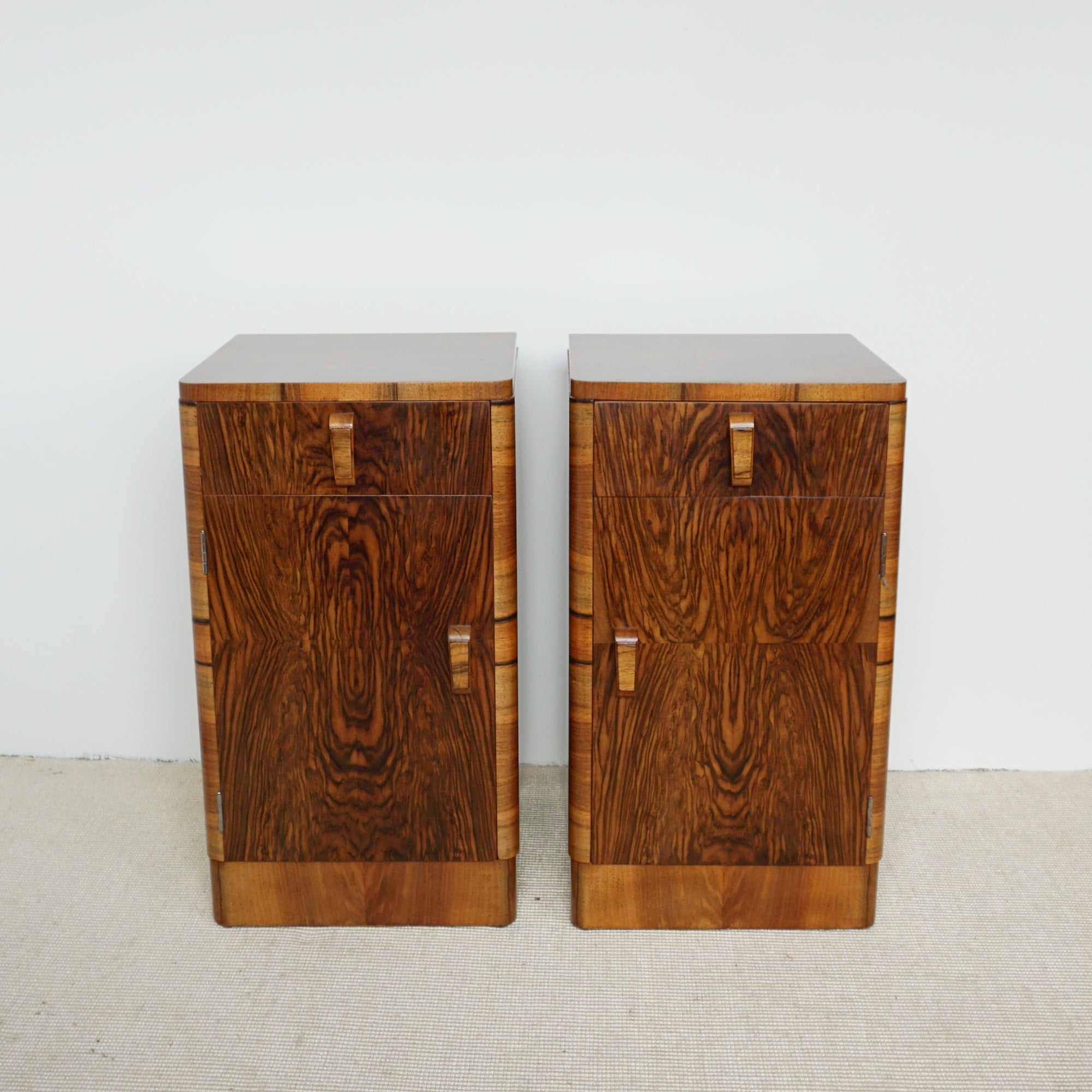 Pair of Art Deco Figured Walnut Bedside Cabinets. 1930's bedroom furniture - Jeroen Markies Art Deco