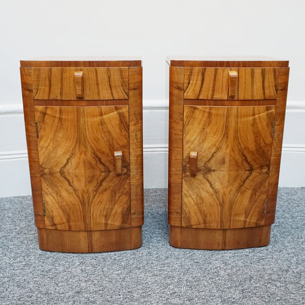 Figured Walnut and Burr Walnut Bedside Cabinets. Art Deco 1930s English Furniture. - Jeroen Markies Art Deco