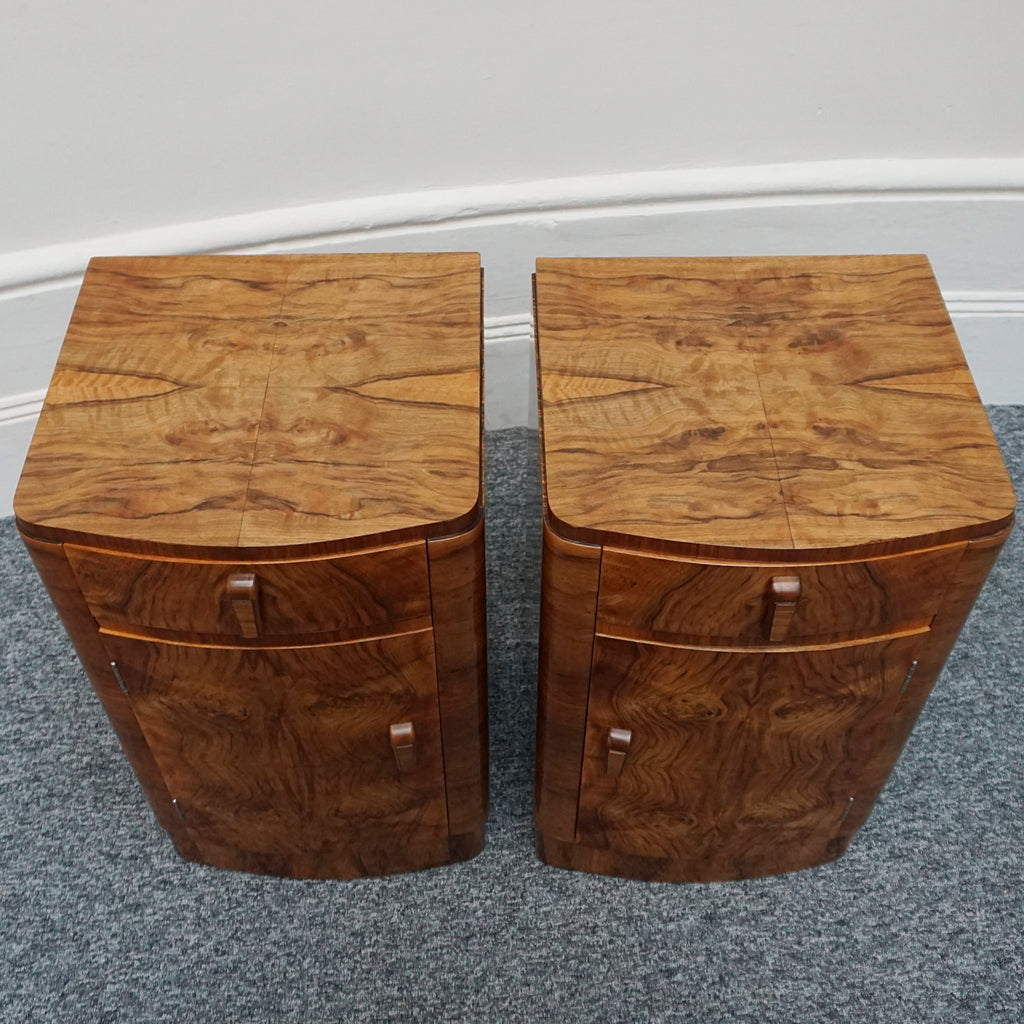 Pair of Art Deco solid walnut bedside cabinets. 1930's furniture, bedroom furniture - Jeroen Markies Art Deco