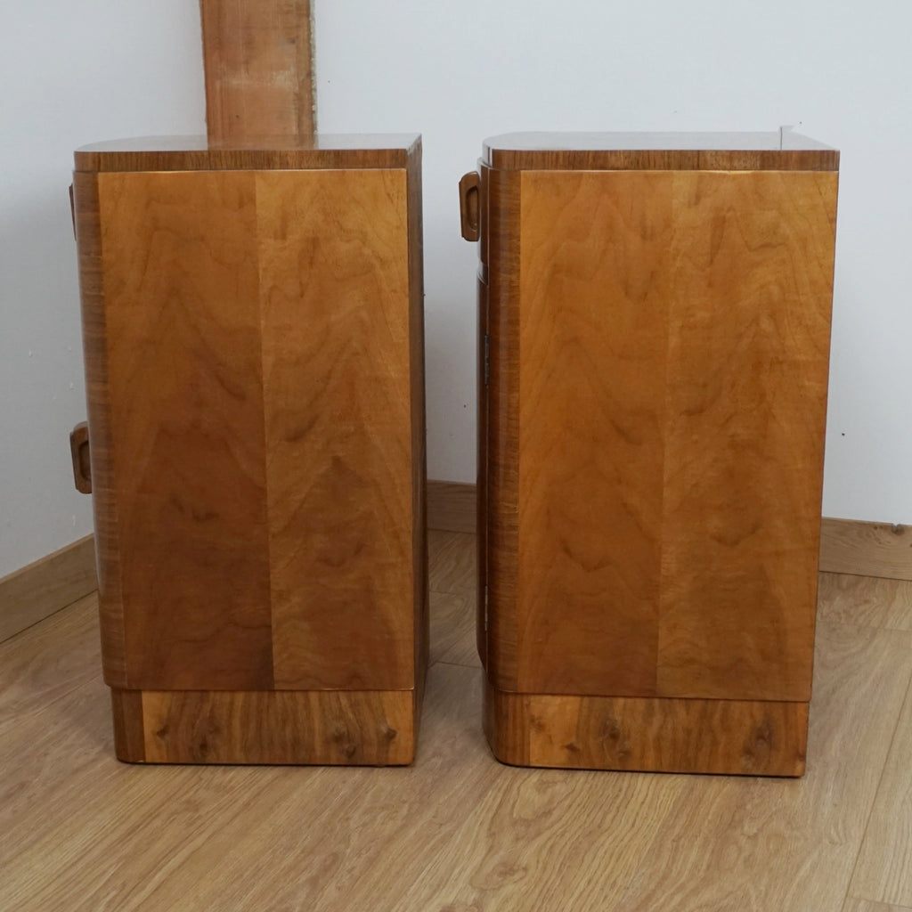 Pair of Art Deco Burr Walnut Bedside Cabinets - Markies Antiques Ltd