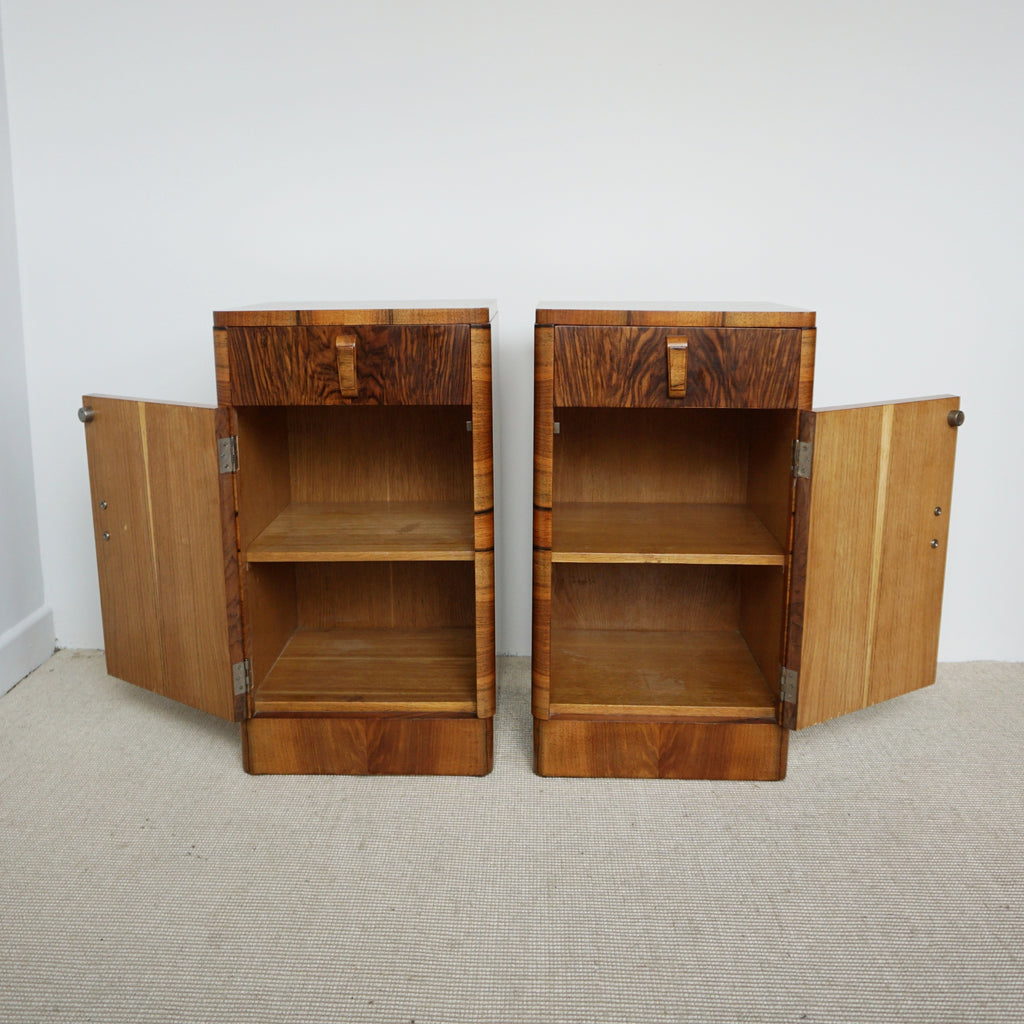 Pair of Art Deco Figured Walnut Bedside Cabinets. 1930's bedroom furniture - Jeroen Markies Art Deco