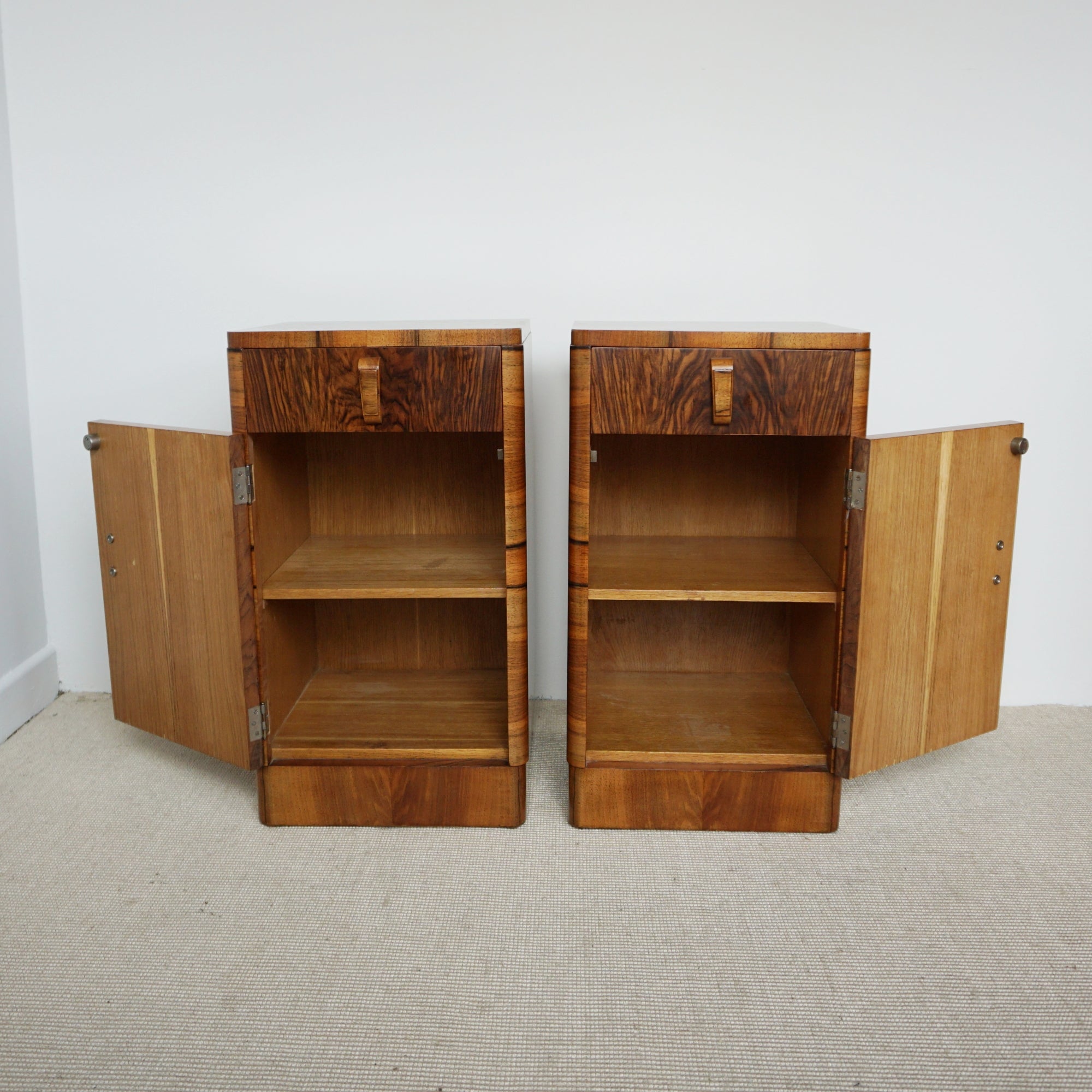 Pair of Art Deco Figured Walnut Bedside Cabinets. 1930's bedroom furniture - Jeroen Markies Art Deco