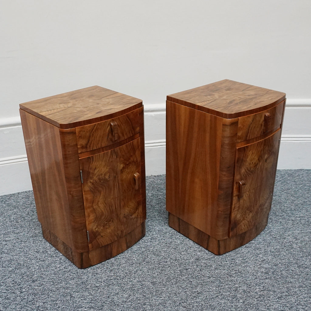 Pair of Art Deco solid walnut bedside cabinets. 1930's furniture, bedroom furniture - Jeroen Markies Art Deco