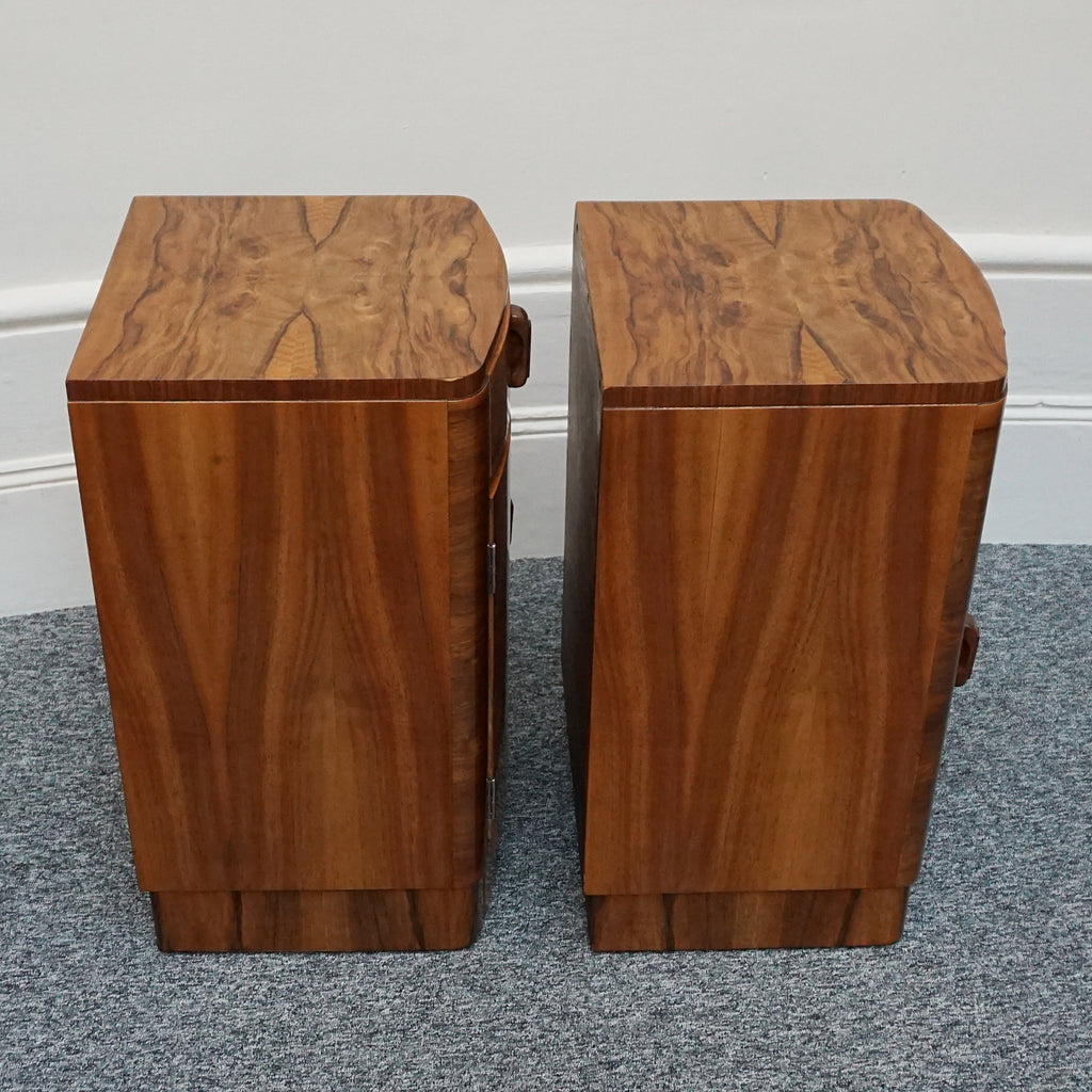 Pair of Art Deco solid walnut bedside cabinets. 1930's furniture, bedroom furniture - Jeroen Markies Art Deco