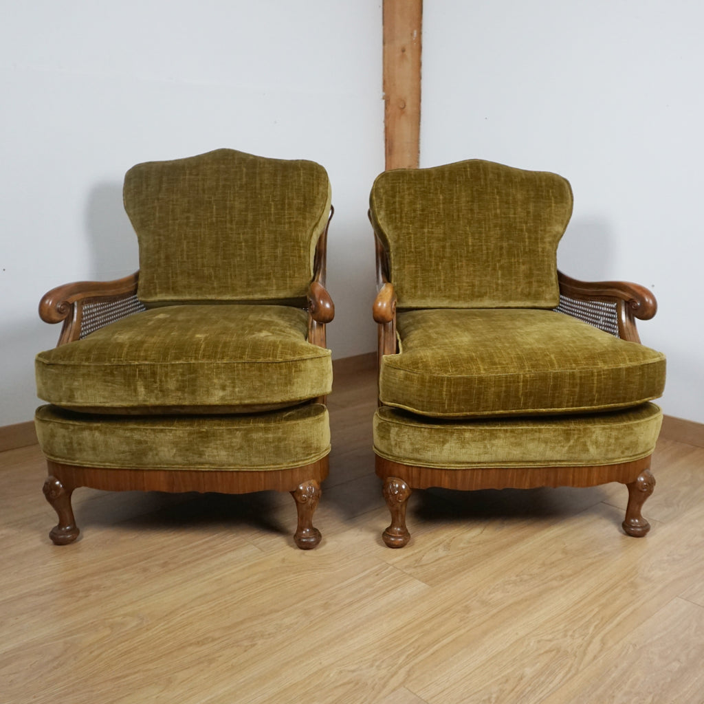 Pair of Early 20th Century Bergère Lounge Chairs