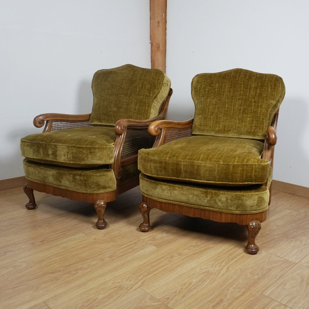 Pair of Early 20th Century Bergère Lounge Chairs