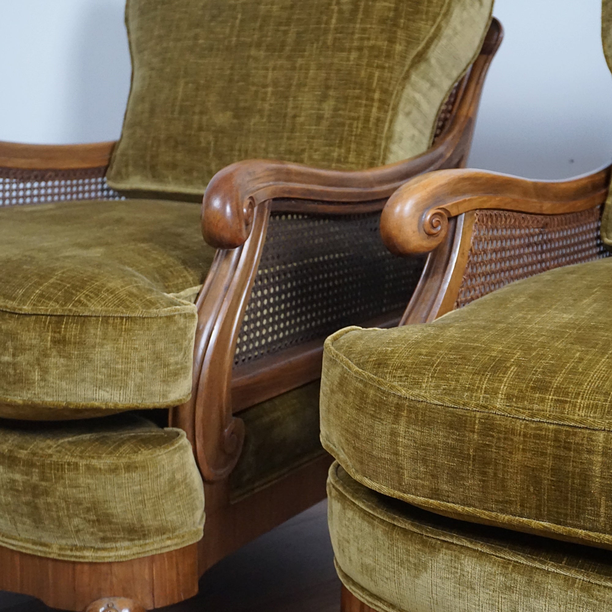 Pair of Early 20th Century Bergère Lounge Chairs