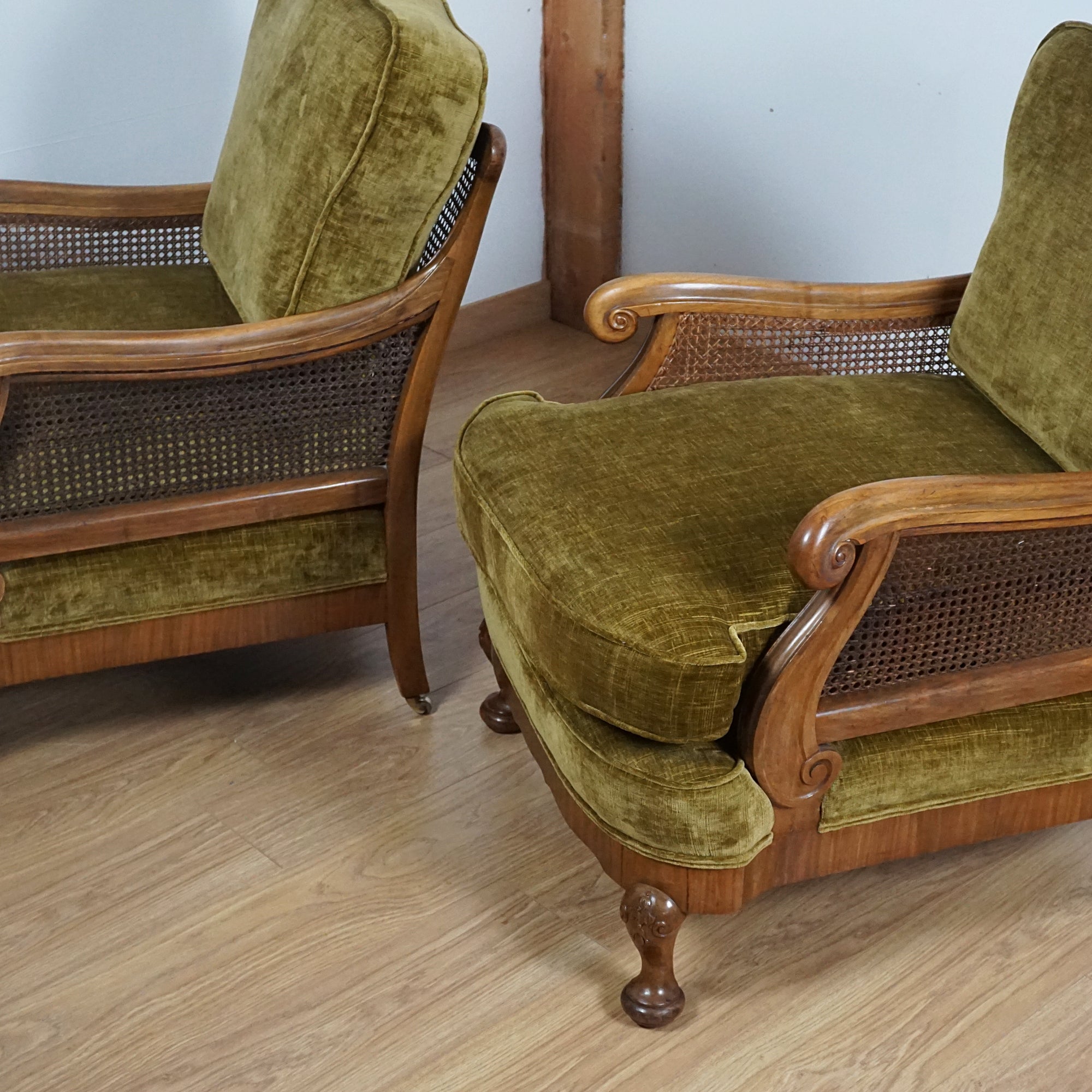 Pair of Early 20th Century Bergère Lounge Chairs