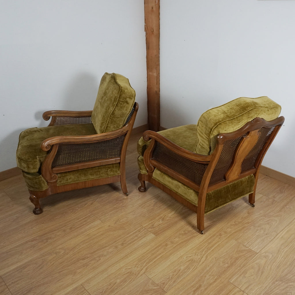 Pair of Early 20th Century Bergère Lounge Chairs