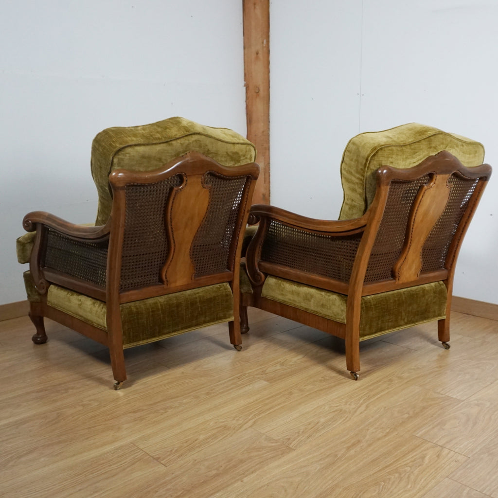 Pair of Early 20th Century Bergère Lounge Chairs