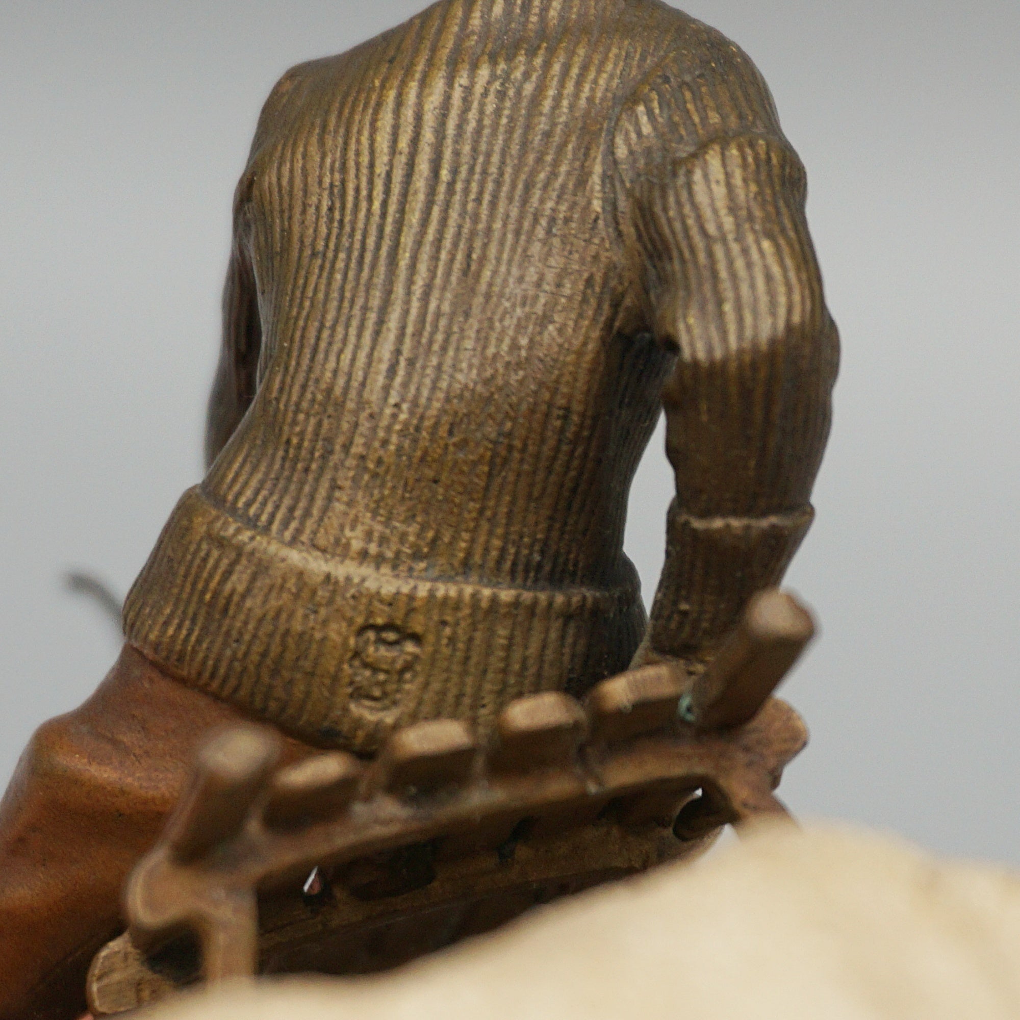 Franz Bergman Bronze Figure of a Man Riding a Sledge