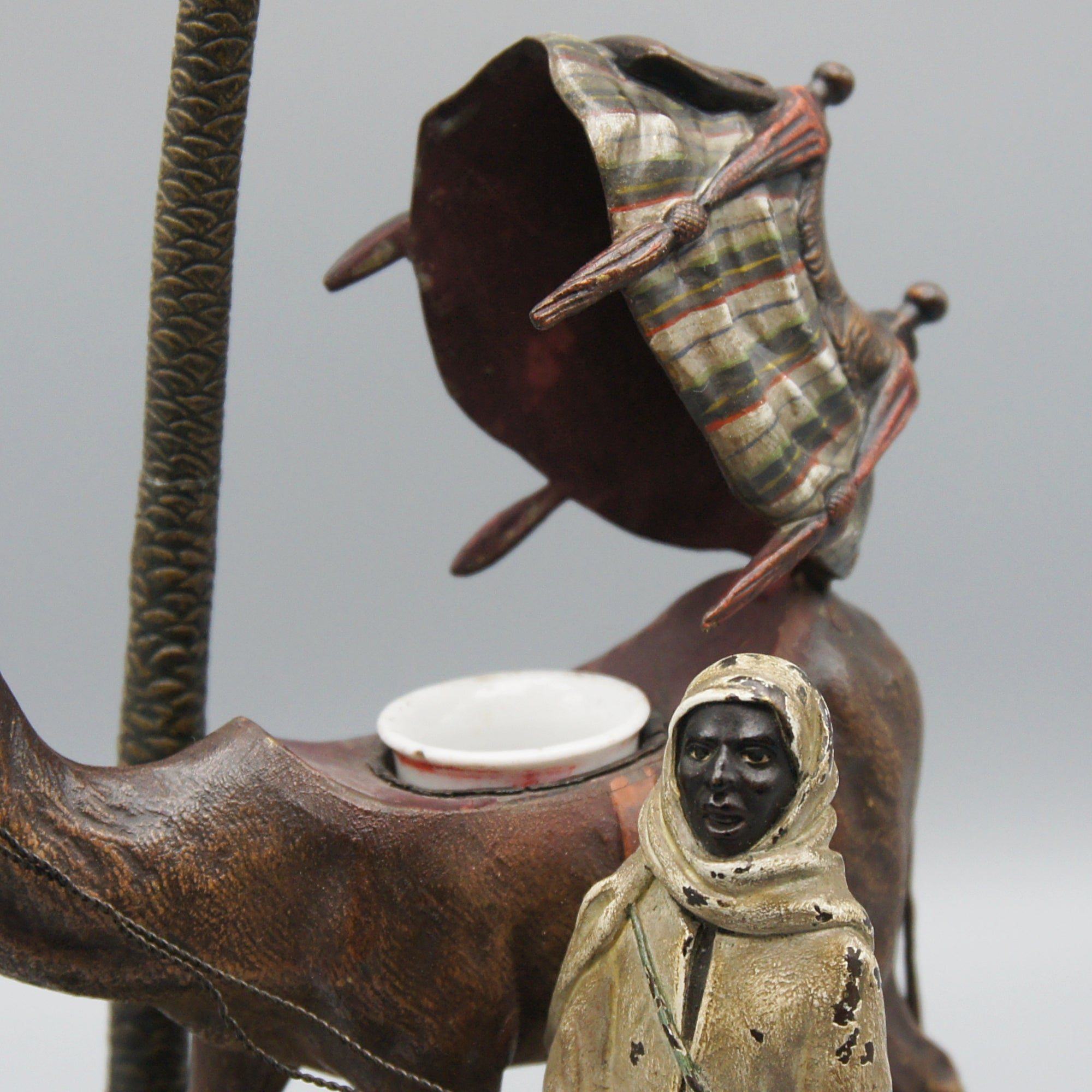 Franz Bergman 'Bedouin Under Palm Tree with Camel' Bronze Sculpture | Austrian Cold Painted Bronze Sculpture | Original Bergman Bronze - Markies Antiques Ltd