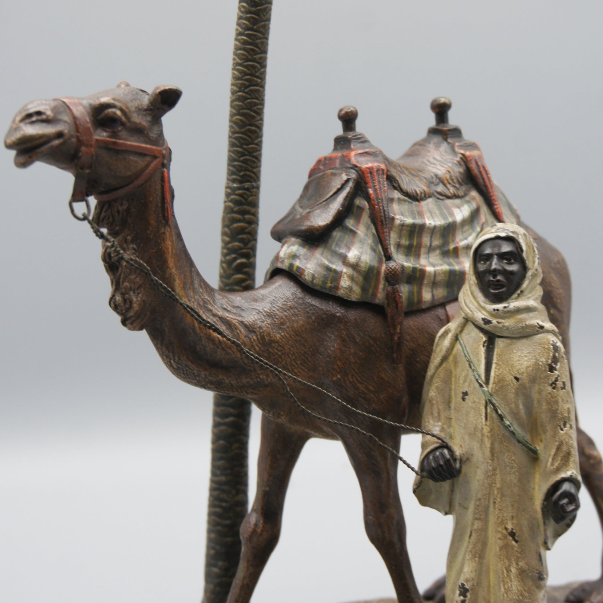 Franz Bergman 'Bedouin Under Palm Tree with Camel' Bronze Sculpture | Austrian Cold Painted Bronze Sculpture | Original Bergman Bronze - Markies Antiques Ltd