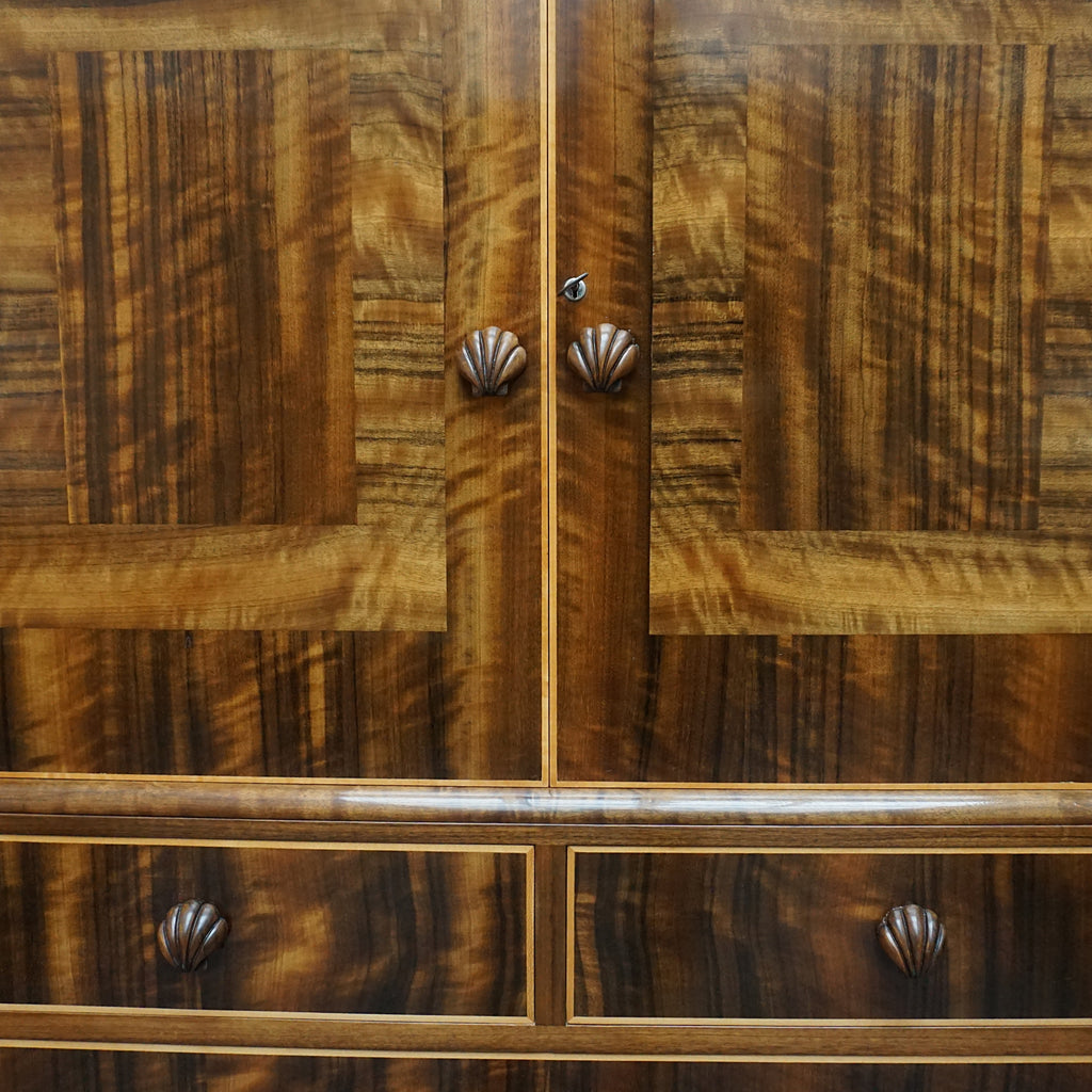 Art Deco Linen Press by Betty Joel. Original Shell Handles, Macassar Ebony eith Walnut. 1930s Dresser - Jeroen Markies Art Deco
