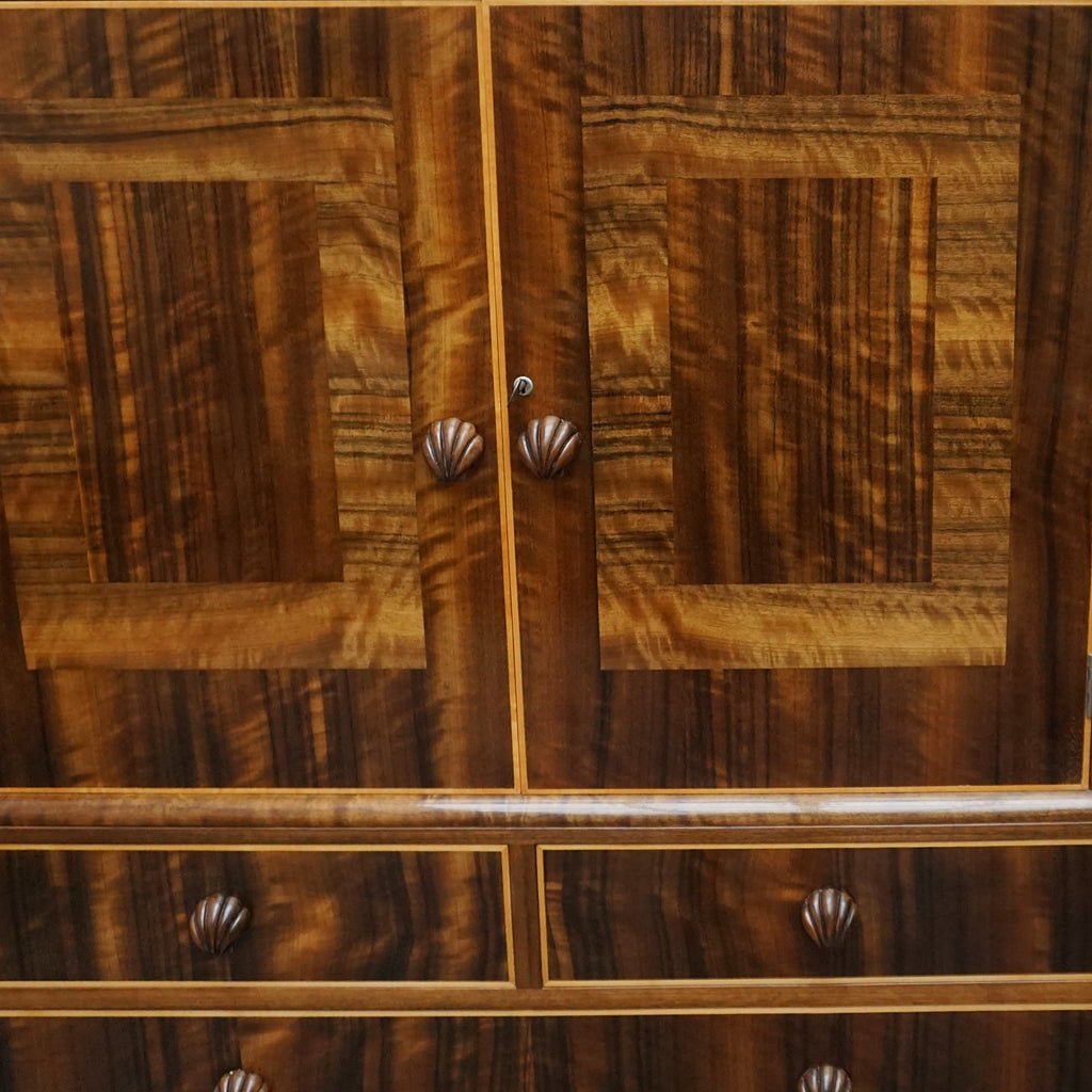 Art Deco Linen Press by Betty Joel. Original Shell Handles, Macassar Ebony eith Walnut. 1930s Dresser - Jeroen Markies Art Deco