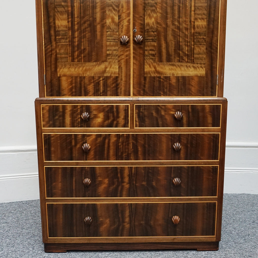 Art Deco Linen Press by Betty Joel. Original Shell Handles, Macassar Ebony eith Walnut. 1930s Dresser - Jeroen Markies Art Deco