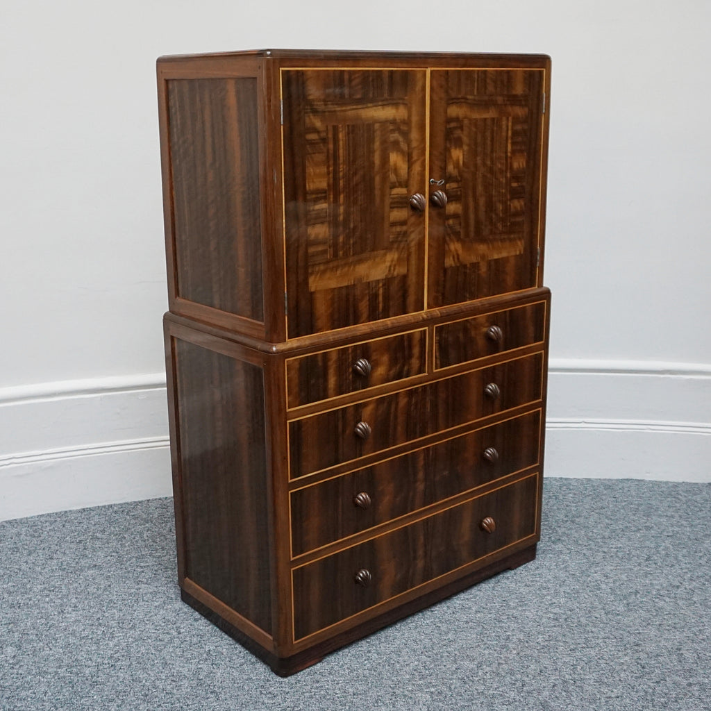 Art Deco Linen Press by Betty Joel. Original Shell Handles, Macassar Ebony eith Walnut. 1930s Dresser - Jeroen Markies Art Deco