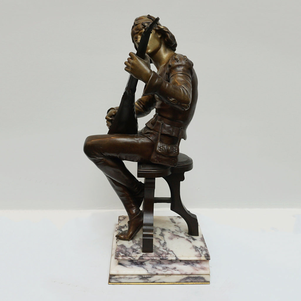 Late 19th Century Bronze Sculpture of a Seated Minstrel Playing the Lute - Jeroen Markies Art Deco