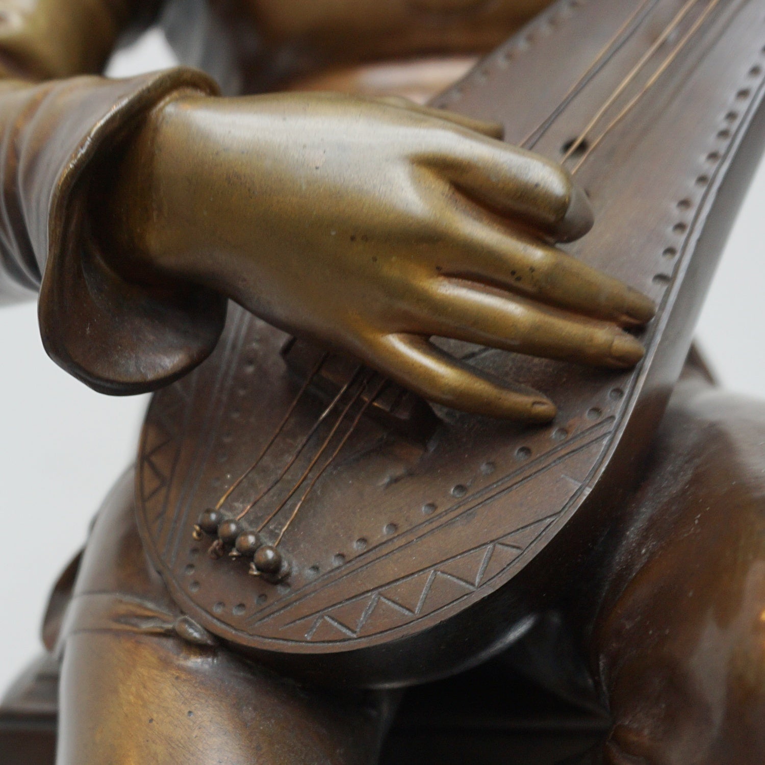 Late 19th Century Bronze Sculpture of a Seated Minstrel Playing the Lute - Jeroen Markies Art Deco