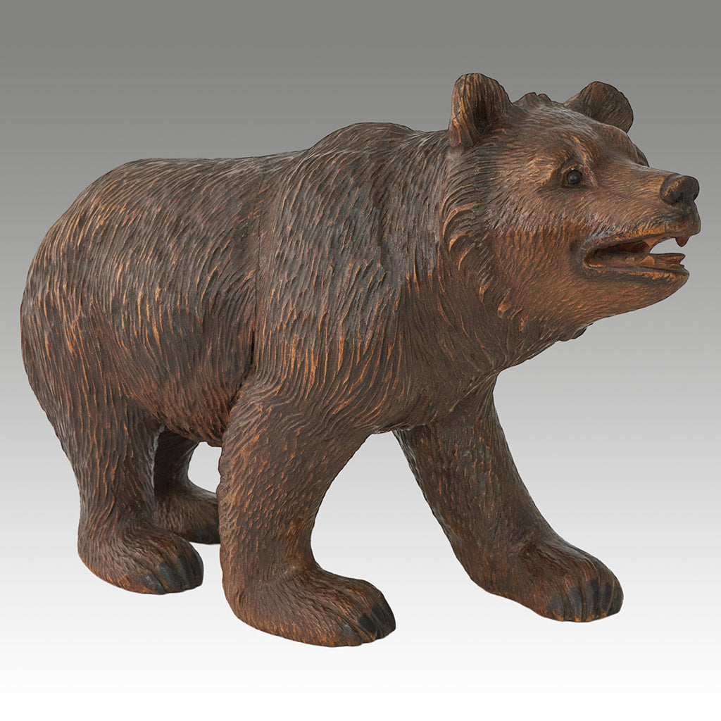 Orignal and Rare Carved Linden Wood Black Forest Bear Cub 32cm in Length - Jeroen Markies Art Deco