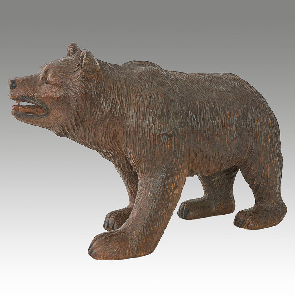 Orignal and Rare Carved Linden Wood Black Forest Bear Cub 32cm in Length - Jeroen Markies Art Deco