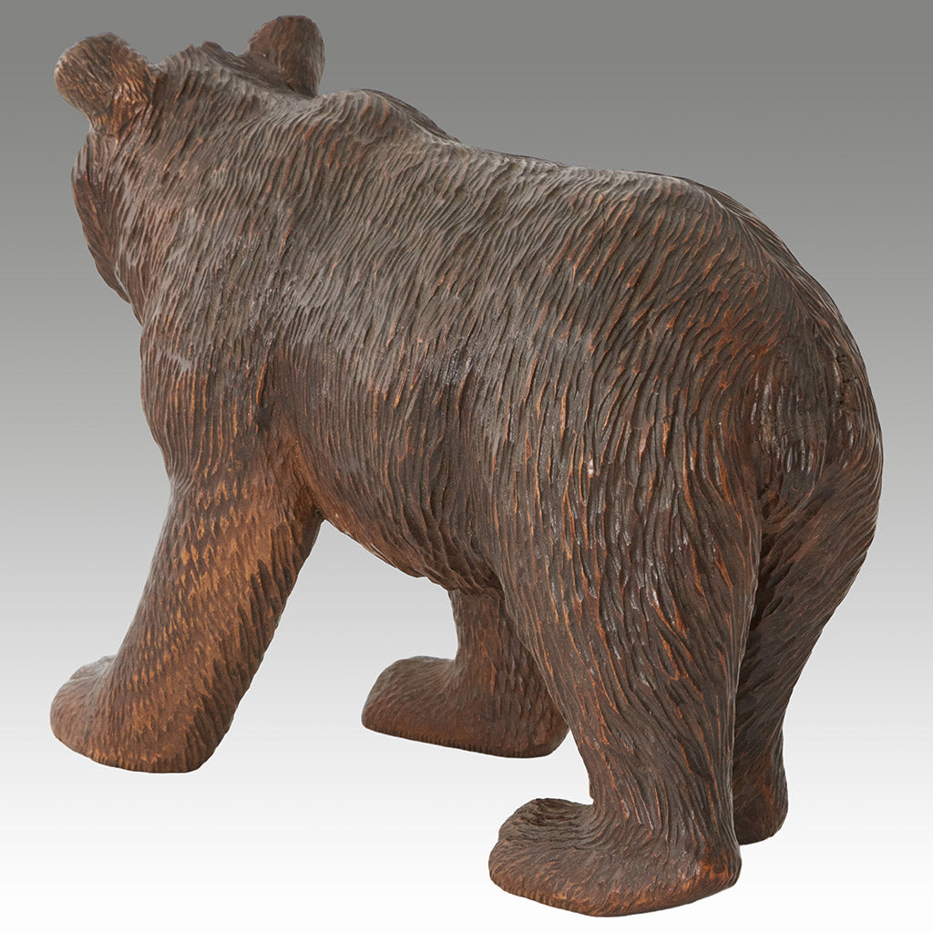 Orignal and Rare Carved Linden Wood Black Forest Bear Cub 32cm in Length - Jeroen Markies Art Deco