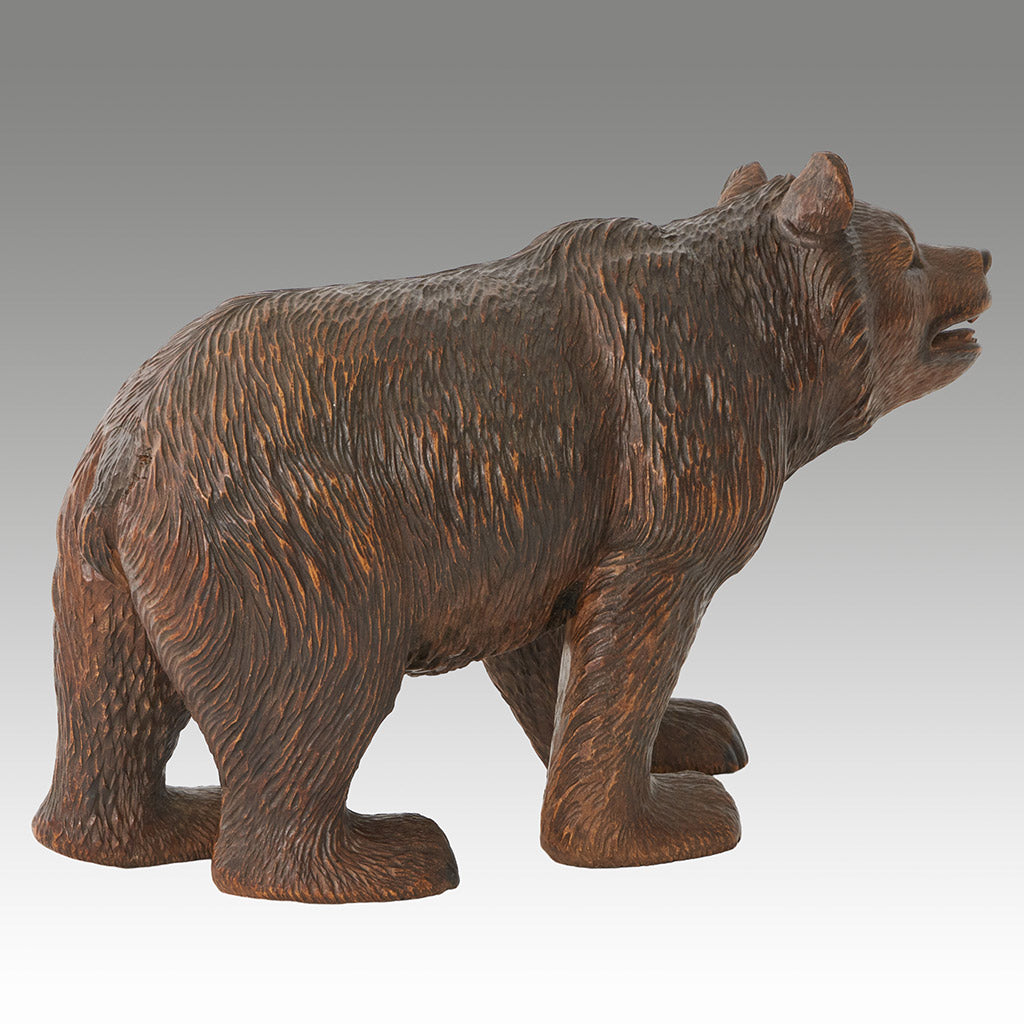 Orignal and Rare Carved Linden Wood Black Forest Bear Cub 32cm in Length - Jeroen Markies Art Deco