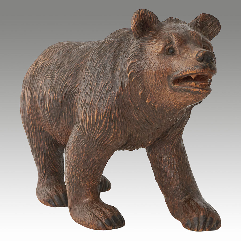 Orignal and Rare Carved Linden Wood Black Forest Bear Cub 32cm in Length - Jeroen Markies Art Deco