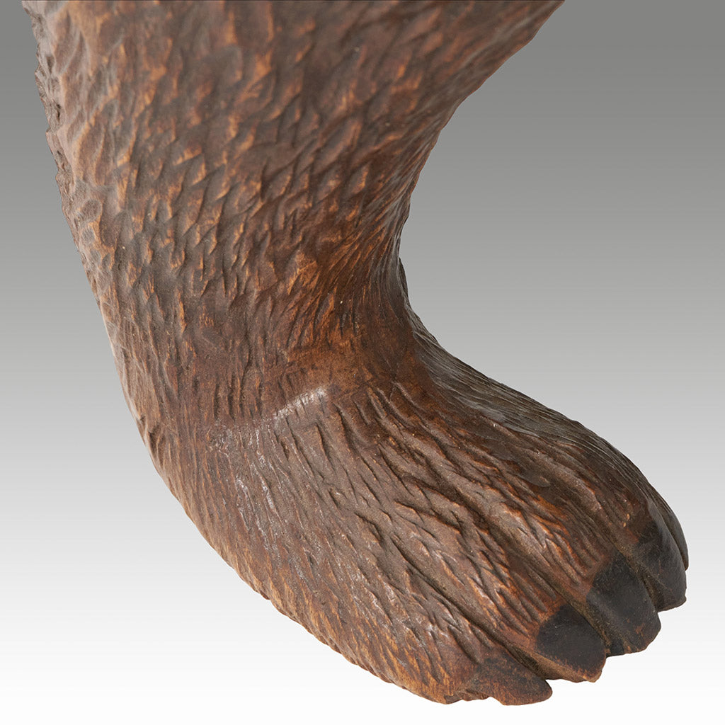 Orignal and Rare Carved Linden Wood Black Forest Bear Cub 32cm in Length - Jeroen Markies Art Deco