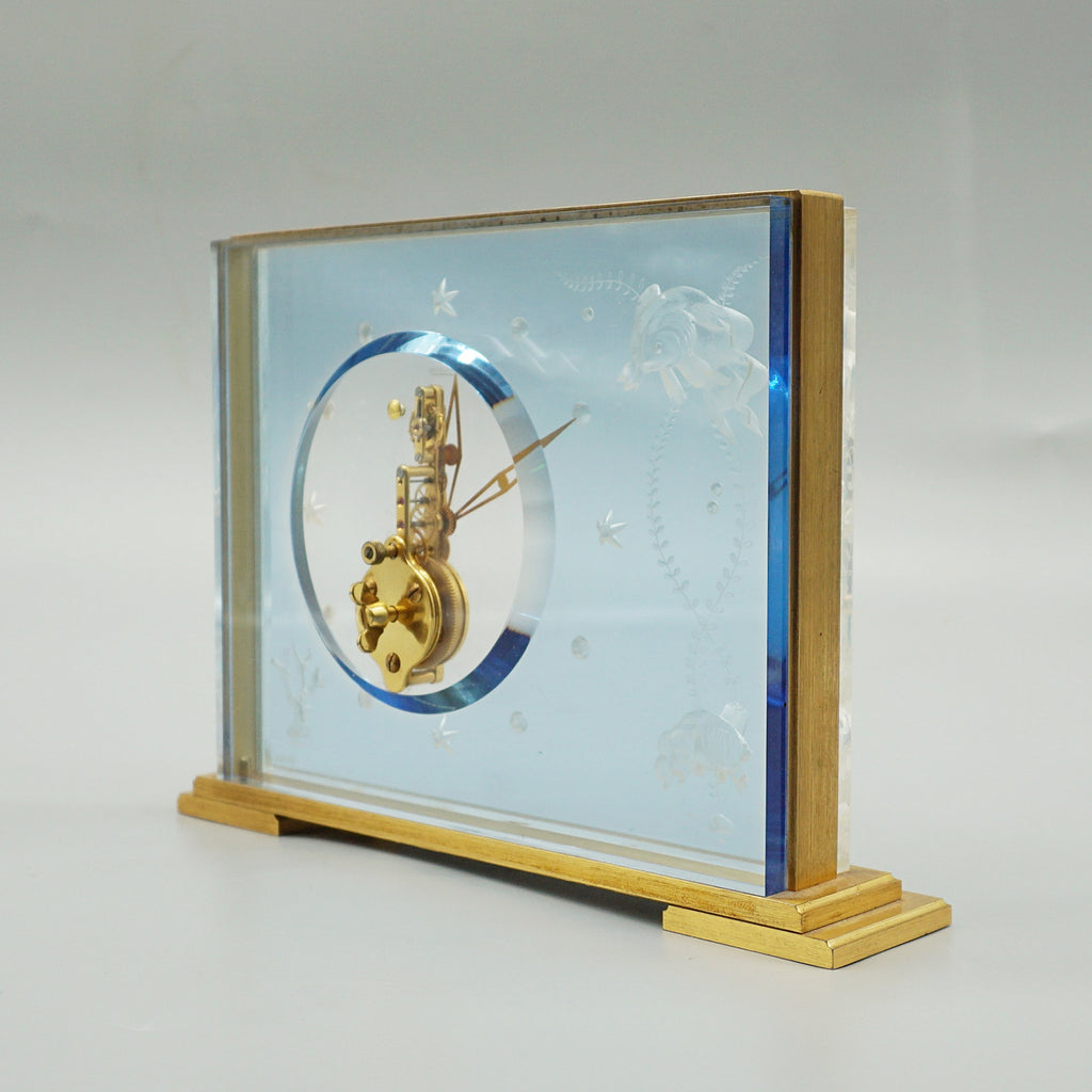 Mid Century Mantel Clock - Jaeger LeCoultre - Lucite - Brass - 1960s Swiss - Jeroen Markies Art Deco