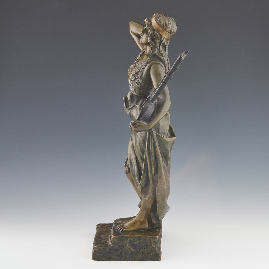 Original Emmanuel Villanis 'Bohemienne' Bronze Sculpture 48cm Tall - Jeroen Markies Art Deco