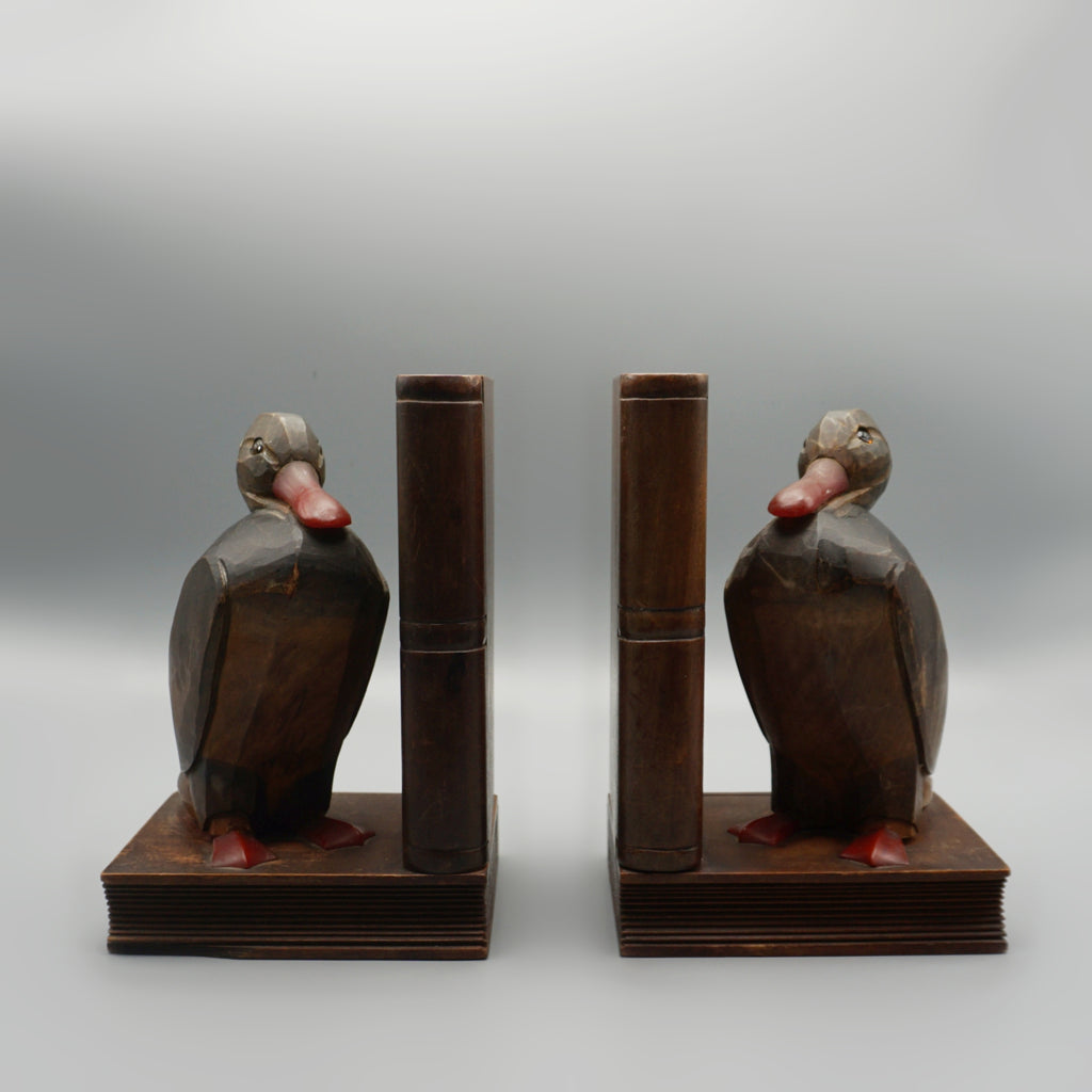 Pair of Carved Walnut Bookends - Markies Antiques Ltd