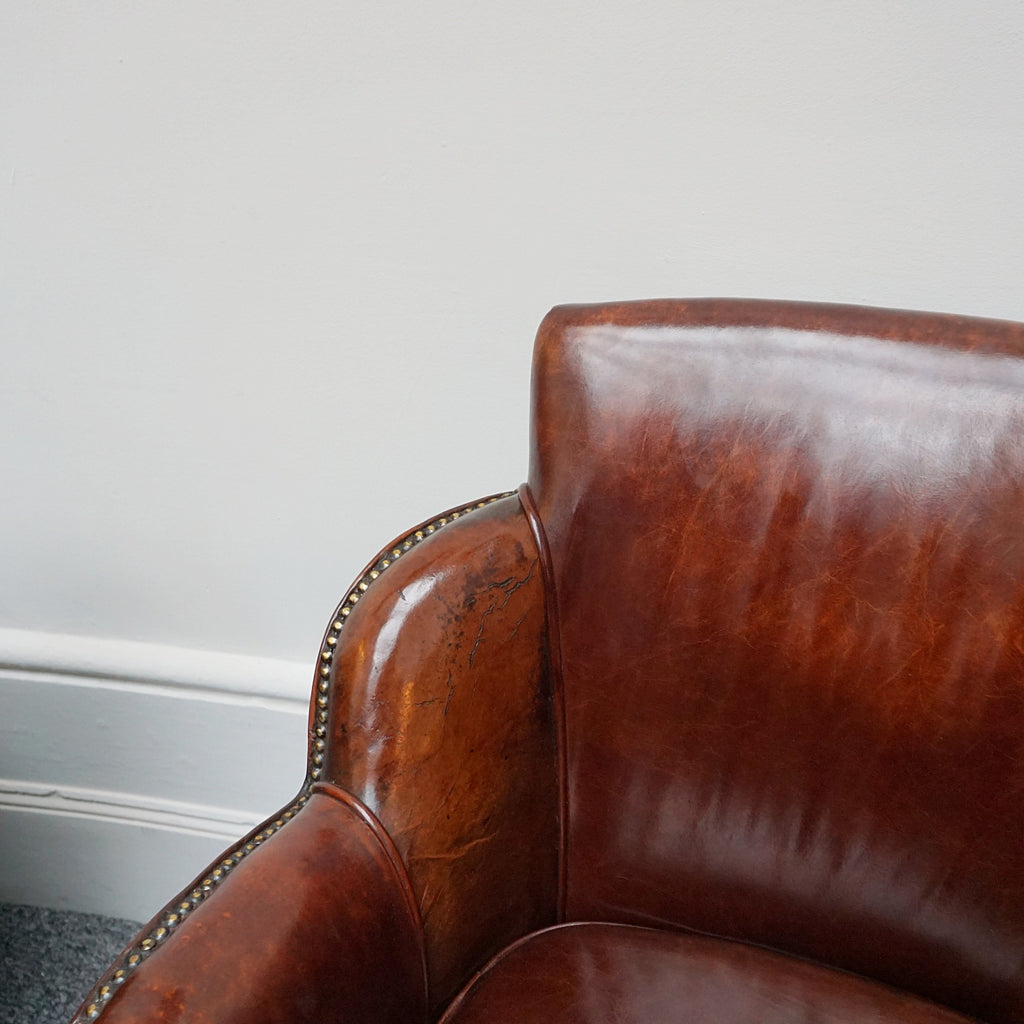 Pair of Art Deco Brown Leather Cloud Chairs - Jeroen Markies Art Deco